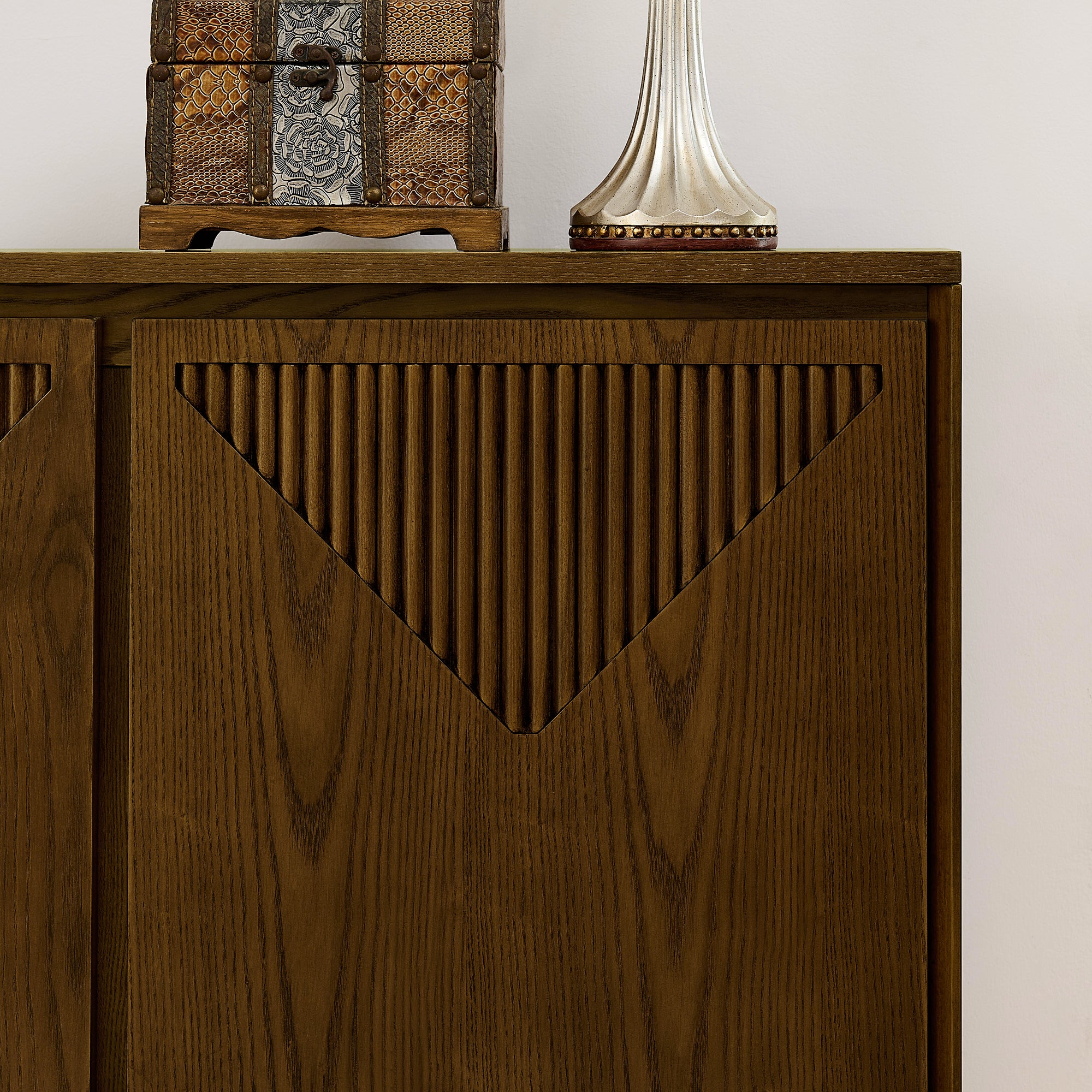 Mid Century Modern V-Shape Narrow Storage Cabinet