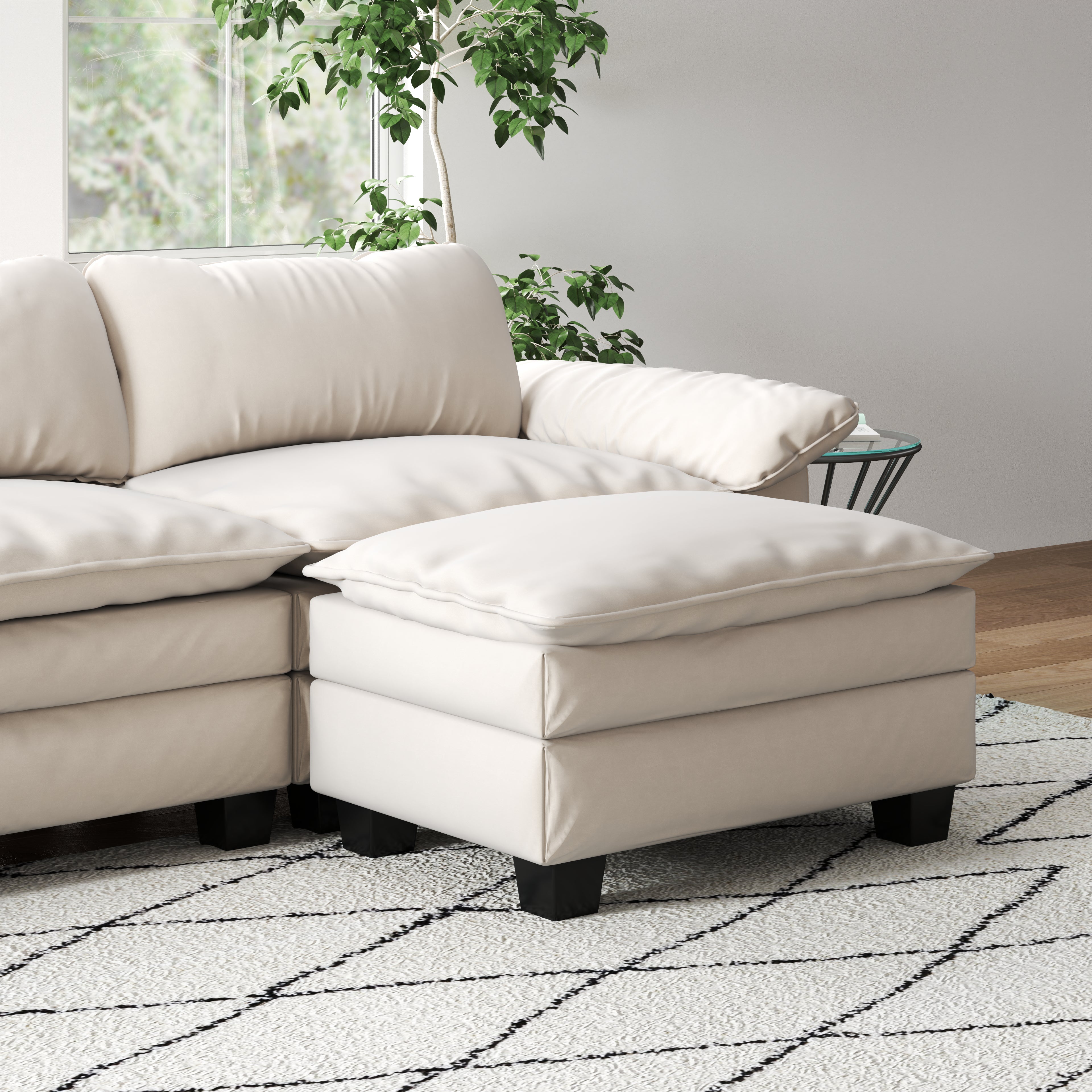Luxury Soft Velevt Sectional Sofa with Ottoman