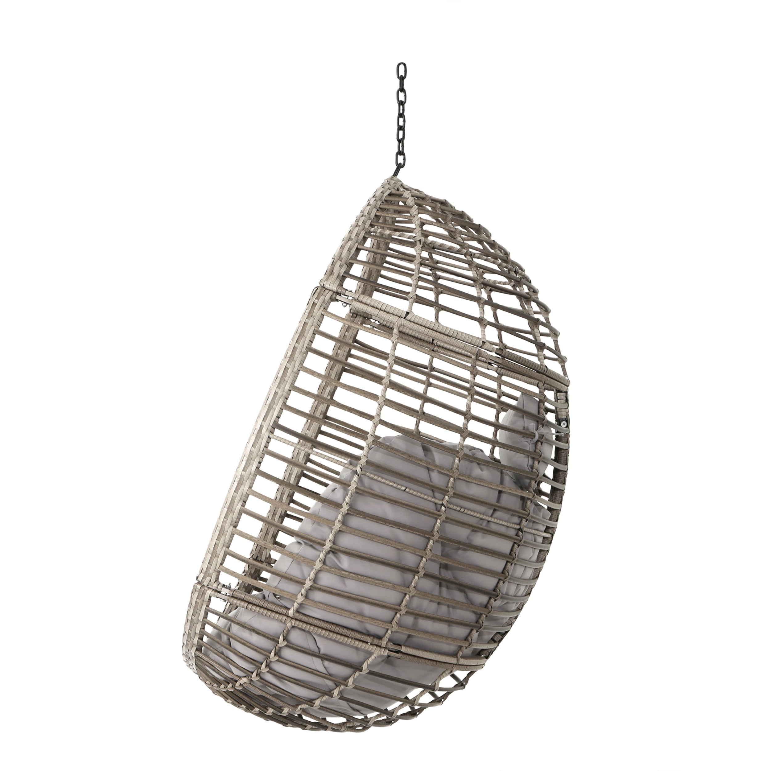 Liberation Outdoor Hanging Basket Chair with Metal Frame and Seat Cushion