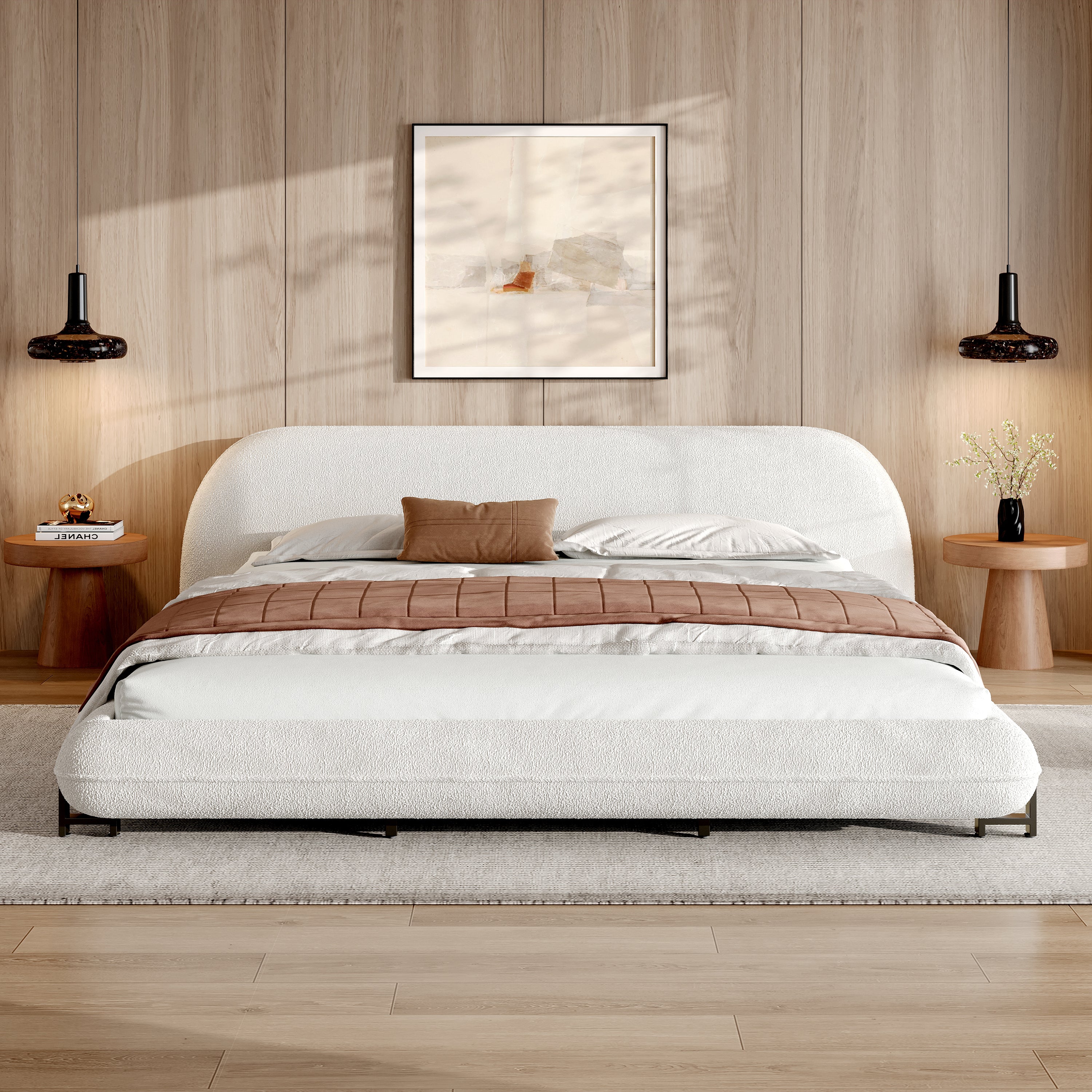 Boucle Upholstered Bed