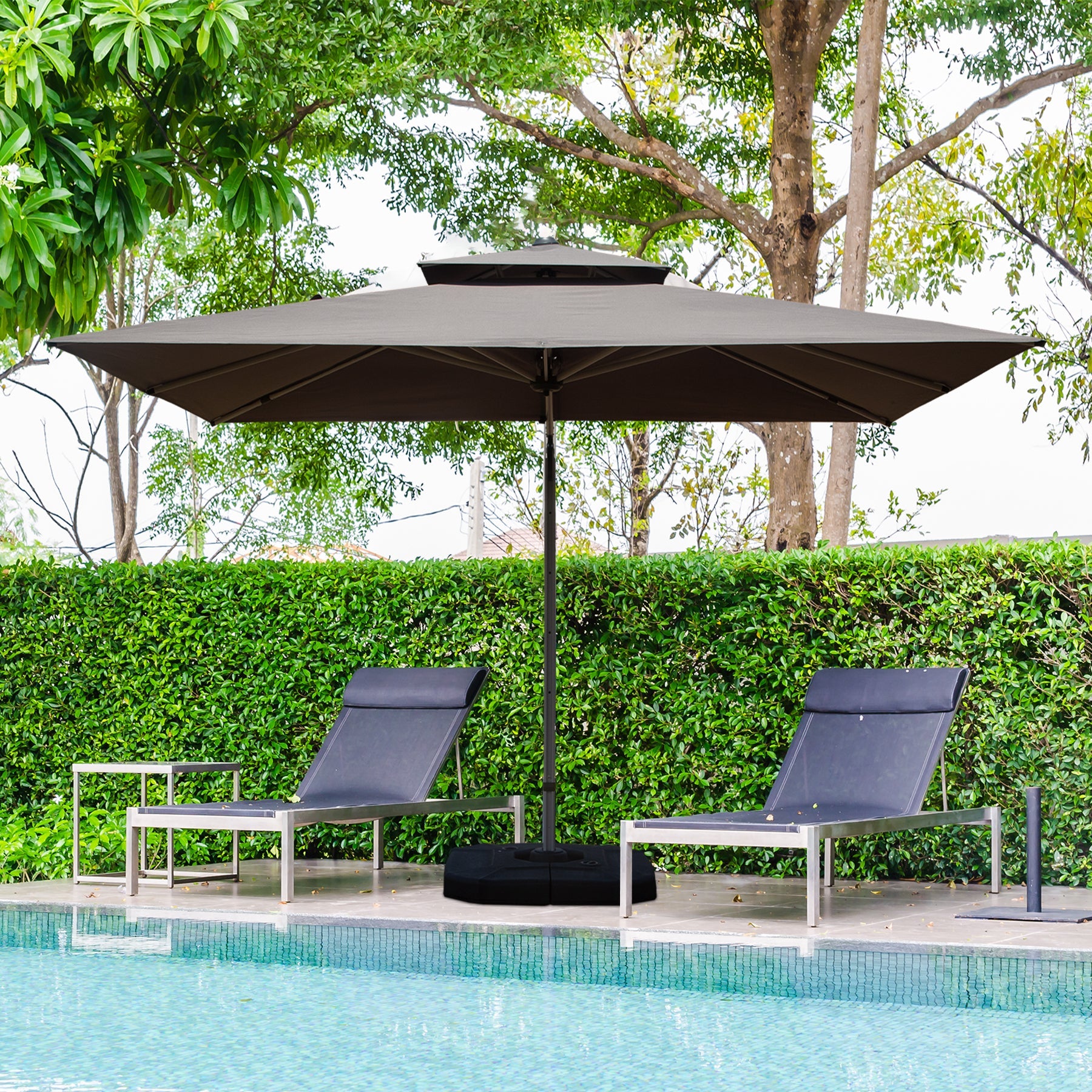 9'x 11' Rectangle Cantilever Umbrella with Center Pole, Base Not Included