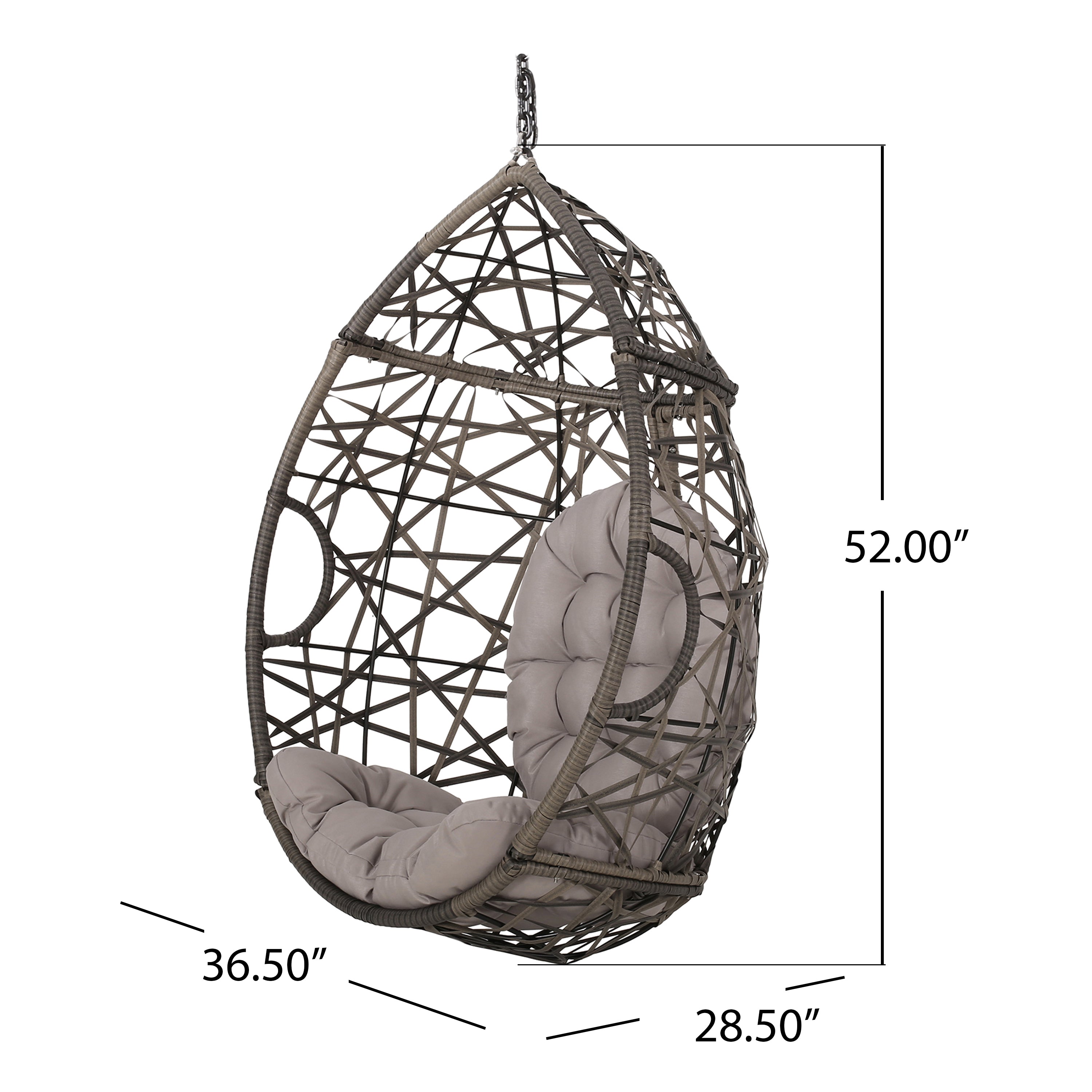 Hanging Chair with Tufted Cushion and Teardrop Shape