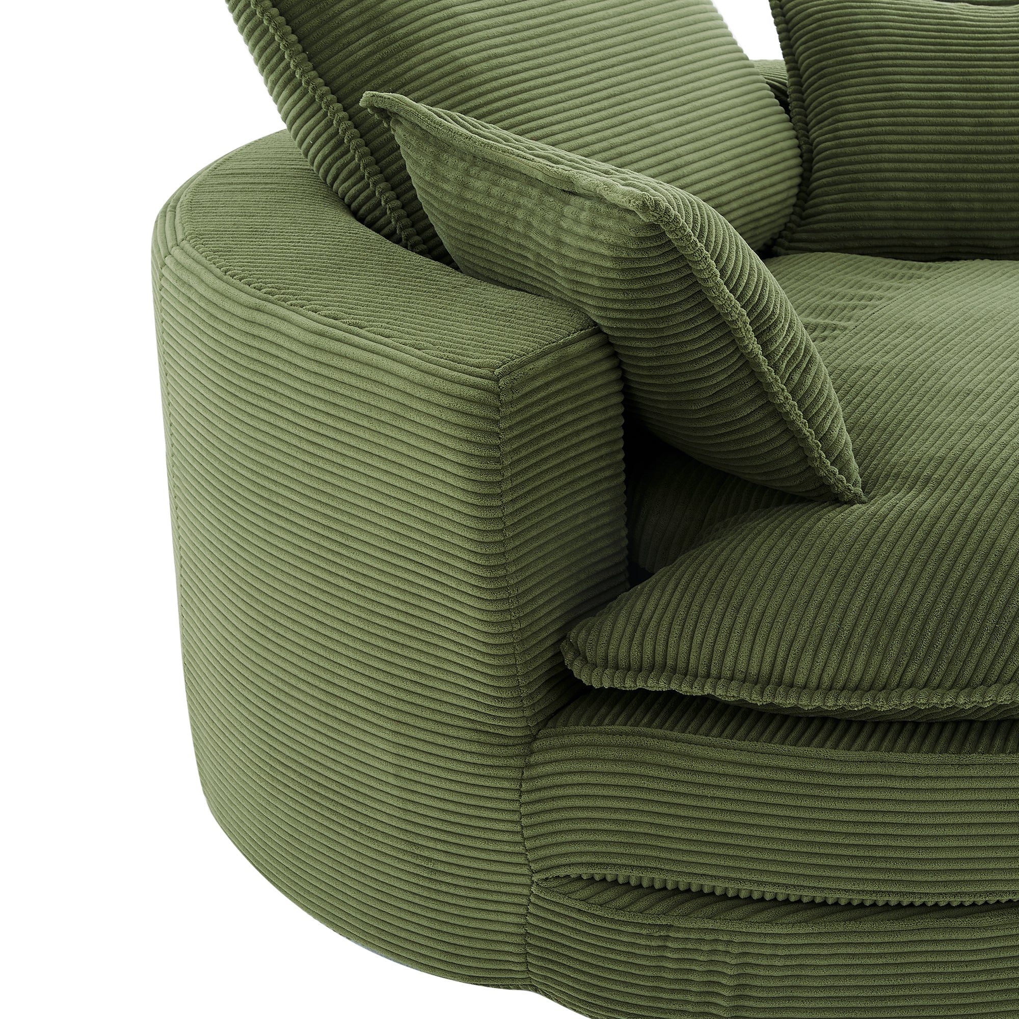 Corduroy 360° Swivel Accent Barrel Chair with 3 Removable Pillows