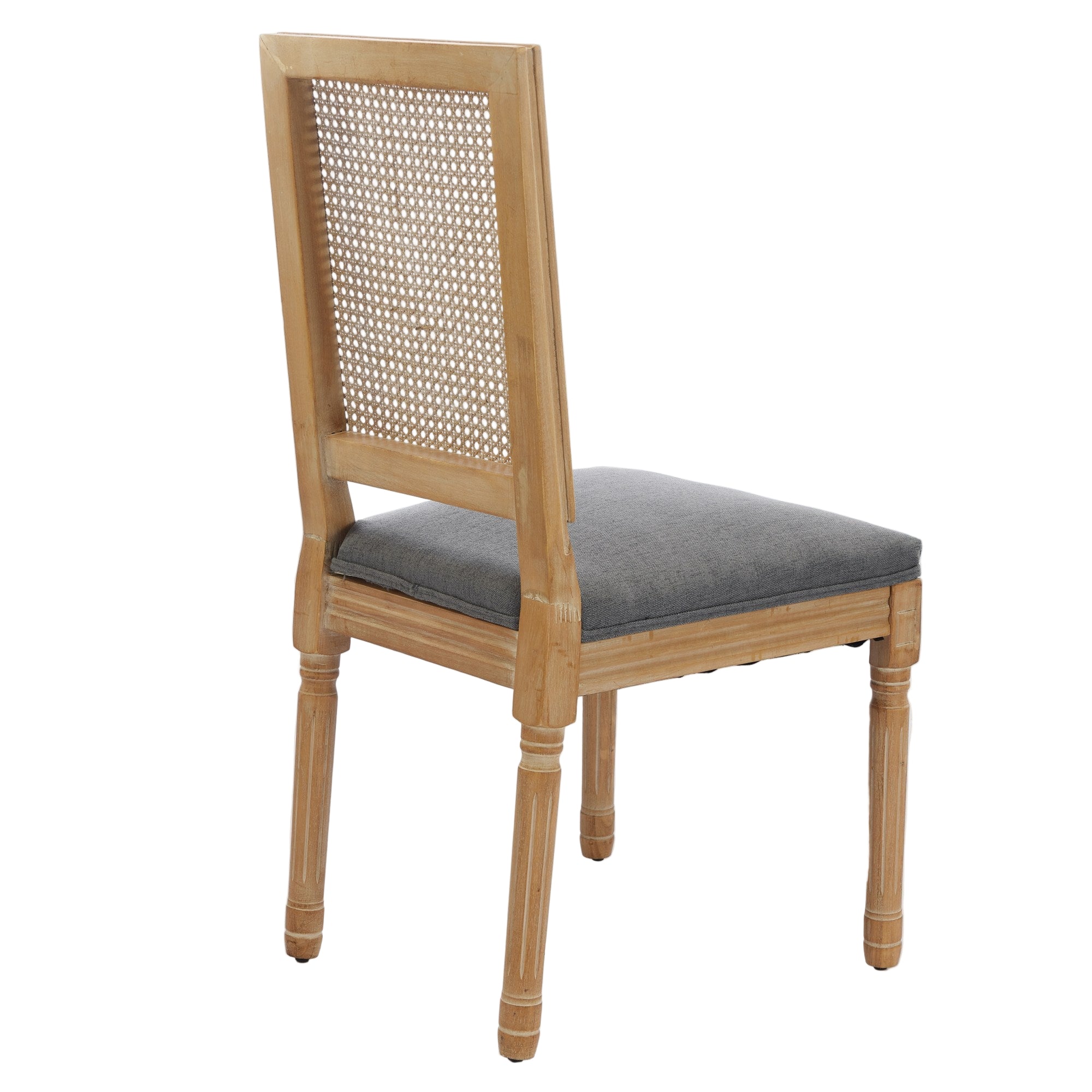 Louis French Country Dining Chairs with Square Rattan Backrest, Set of 2