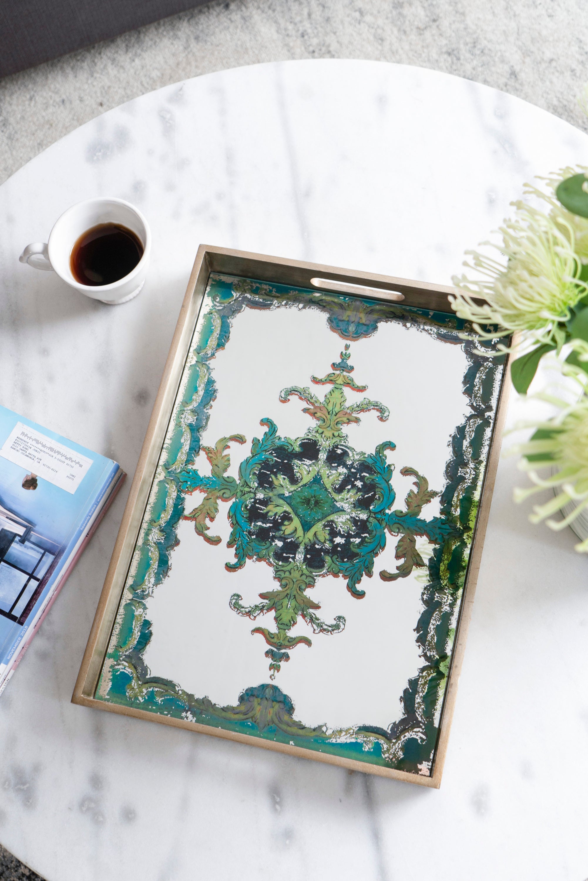 Baroque Medallion Mirrored Decorative Tray