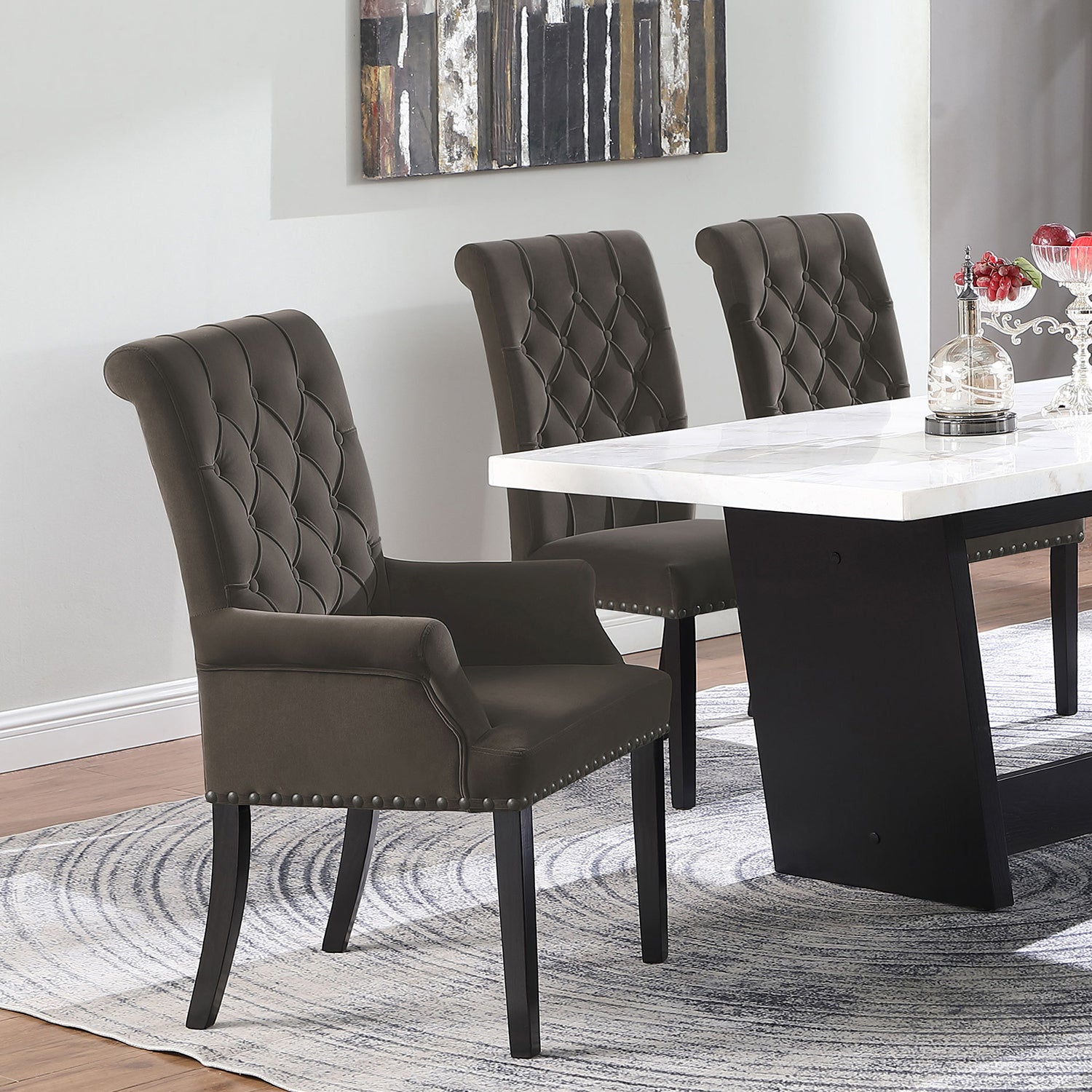 Norwich Brown Upholstered Dining Arm Chair