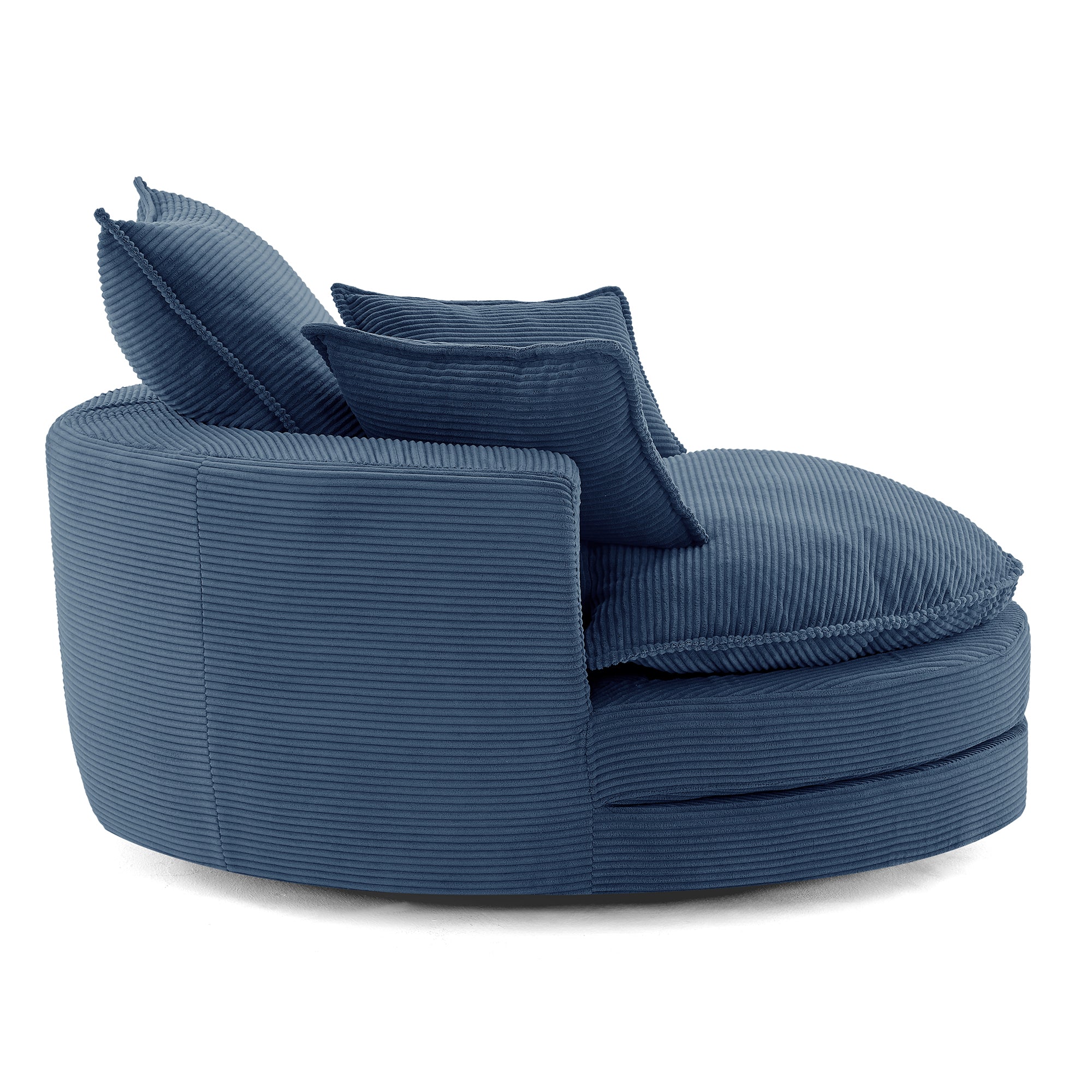Corduroy 360° Swivel Accent Barrel Chair with 3 Removable Pillows