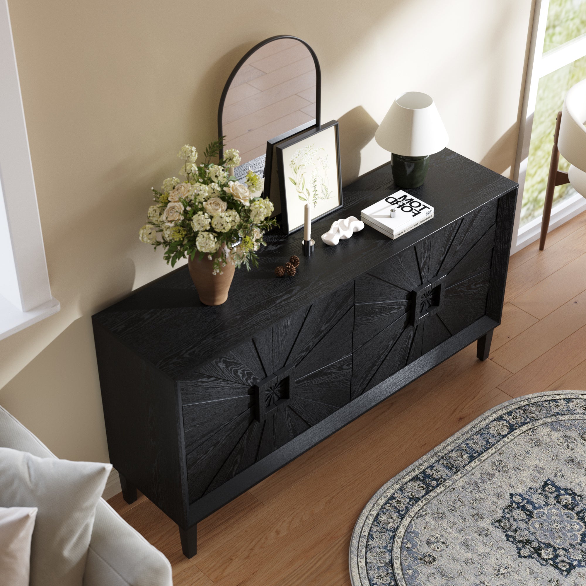 Sunburst Storage Cabinet with Adjustable Shelves