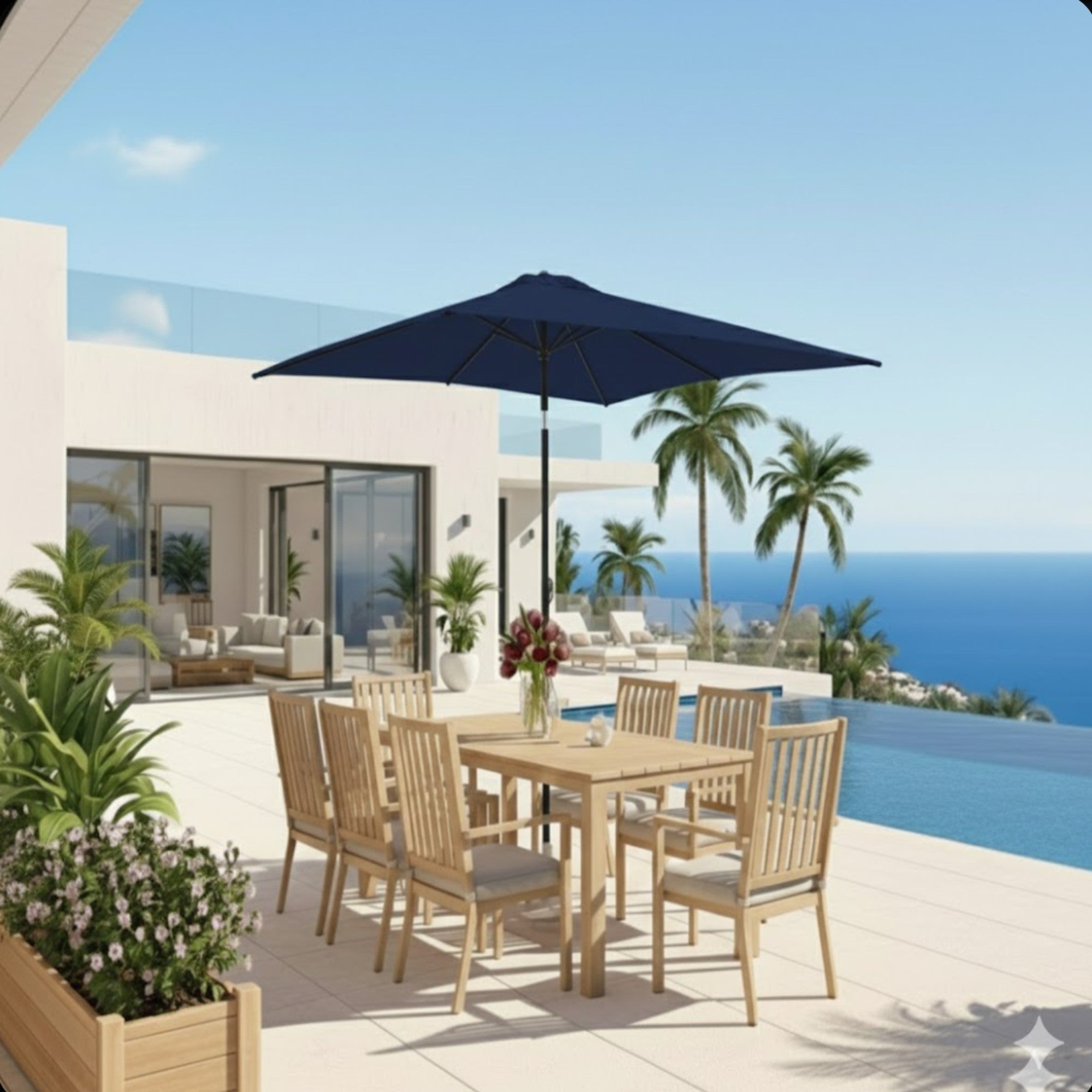 6.5 x 10 ft Rectangular Patio Umbrella with Crank, Base Not Included