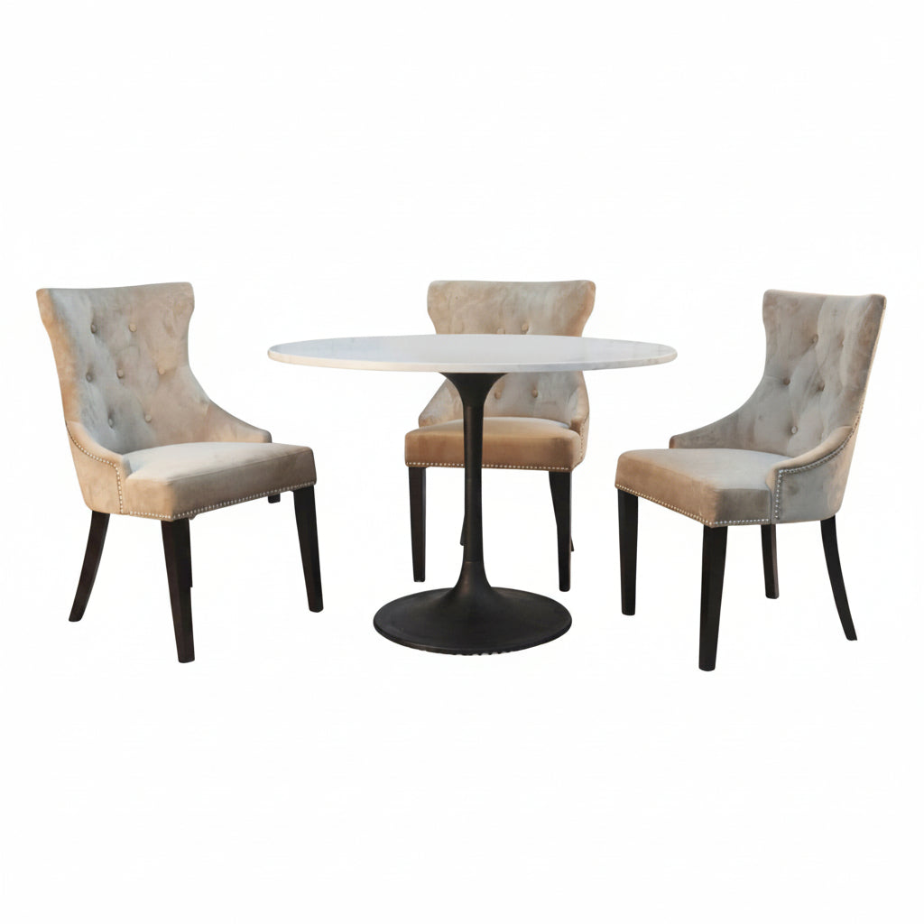 Enzo Round Marble Top Dining Table White/Black 40 inch