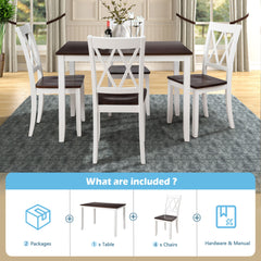 5-Piece Dining Table Set with 4 Dining Chair - Dining Set