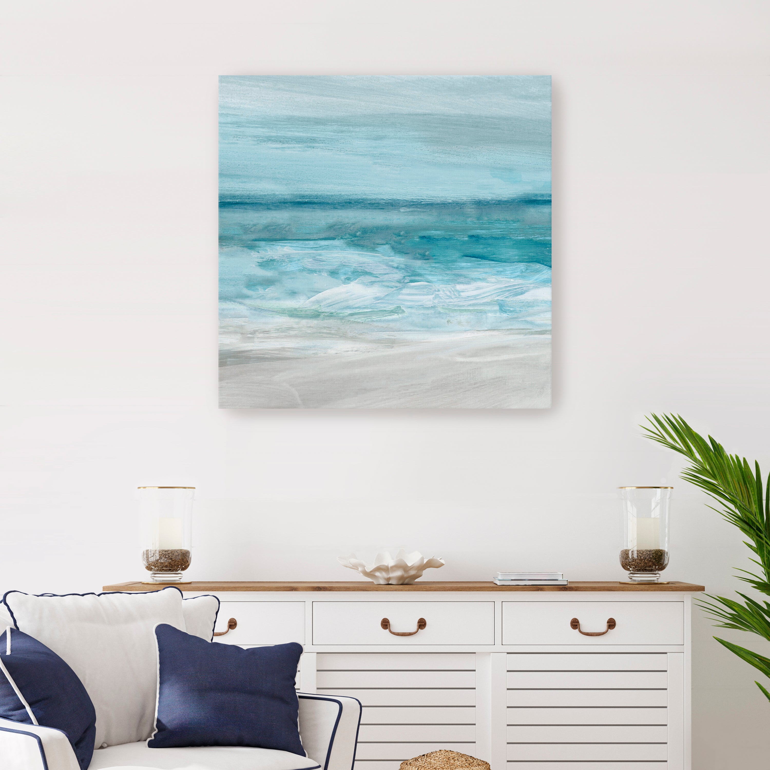 Teal Beach Canvas Giclee