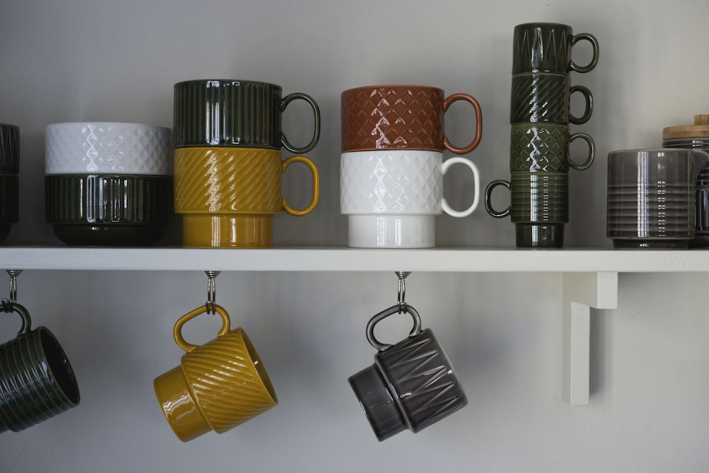 Sagaform Coffee & More Collection Stackable Espresso Mug, Set of 4, 3oz, Green