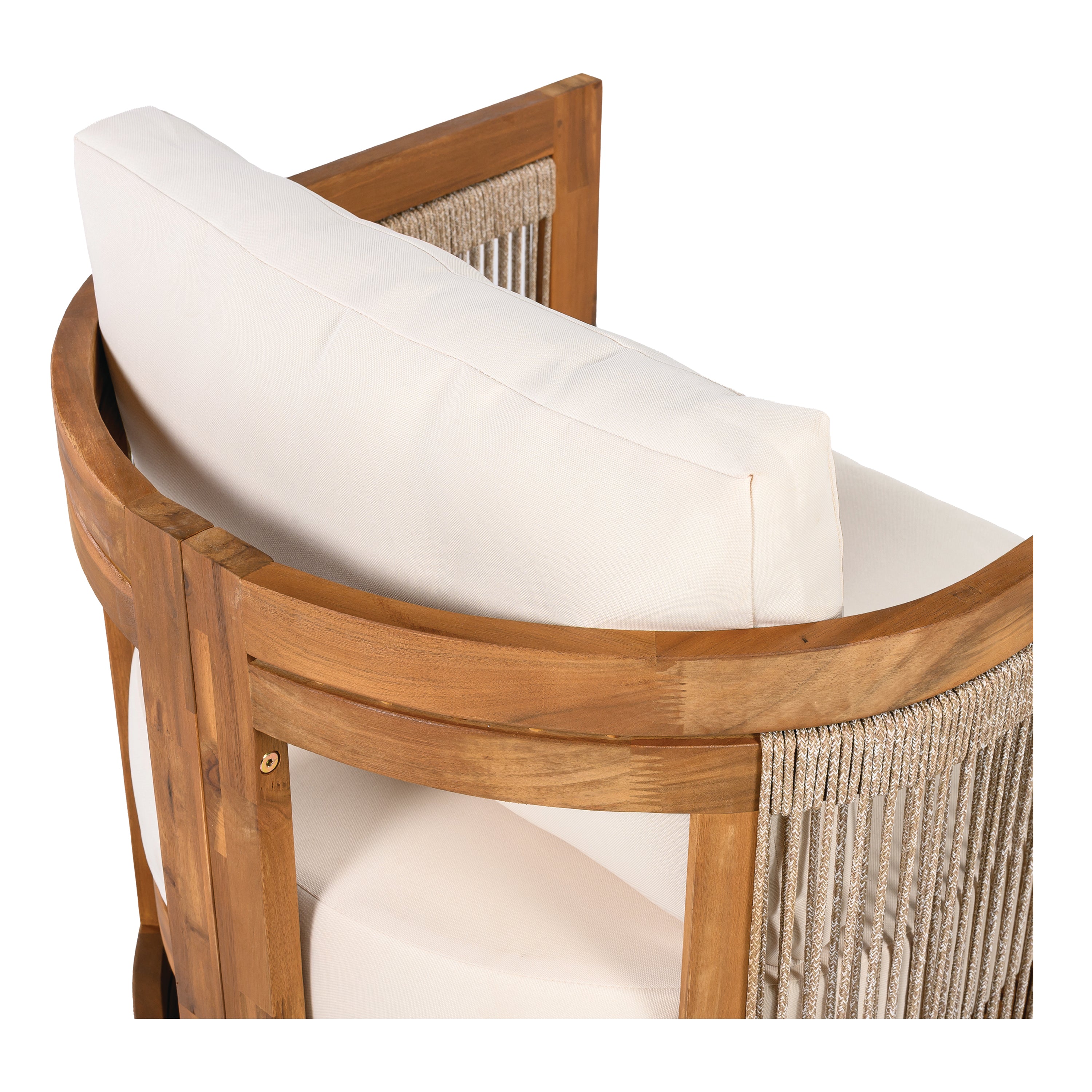 Sundara Acacia Wood Outdoor Club Chair with Handwoven Rope Accents