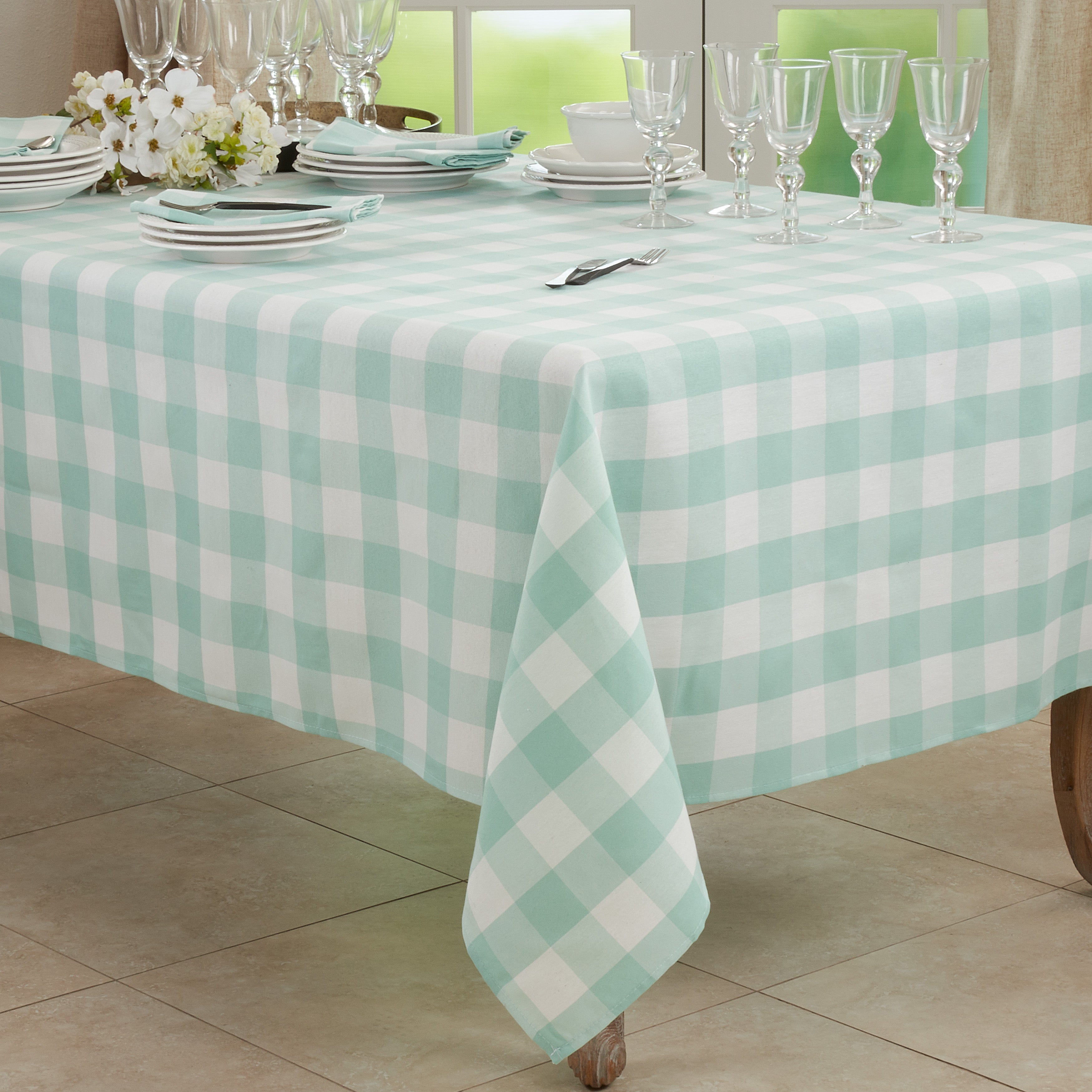 Cotton Blend Buffalo Plaid Tablecloth