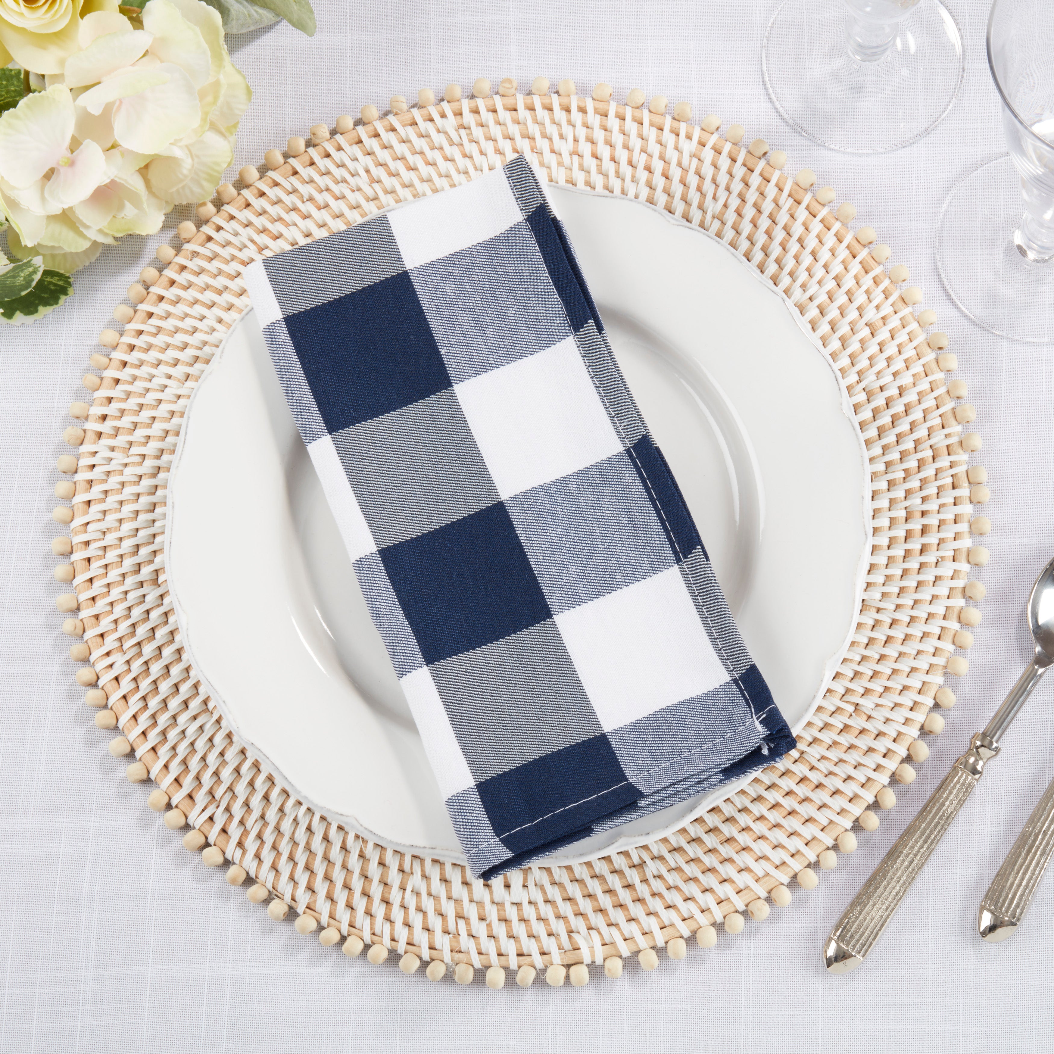 Buffalo Plaid Cotton Blend Table Napkins, Set of 4