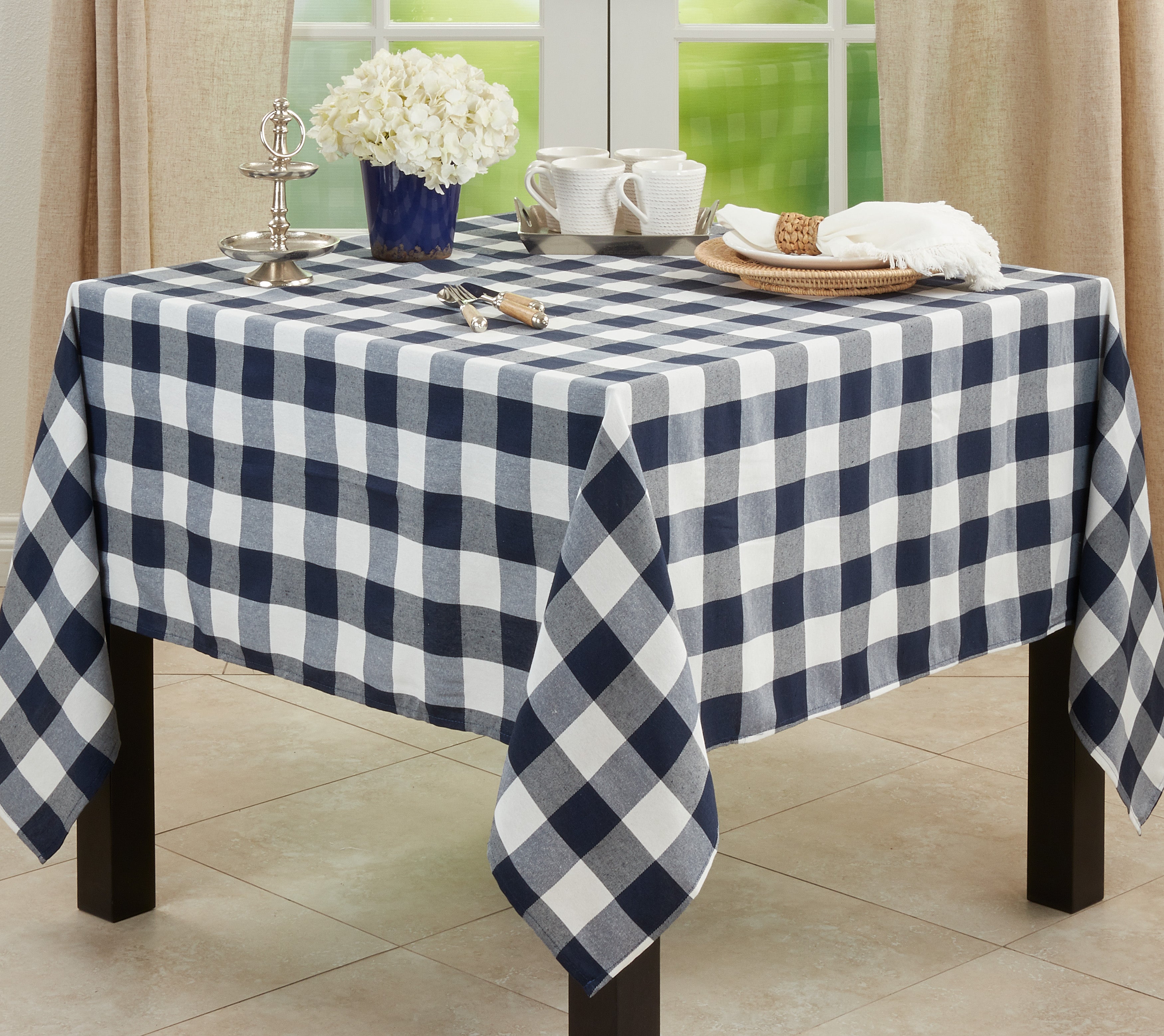 Cotton Blend Buffalo Plaid Tablecloth