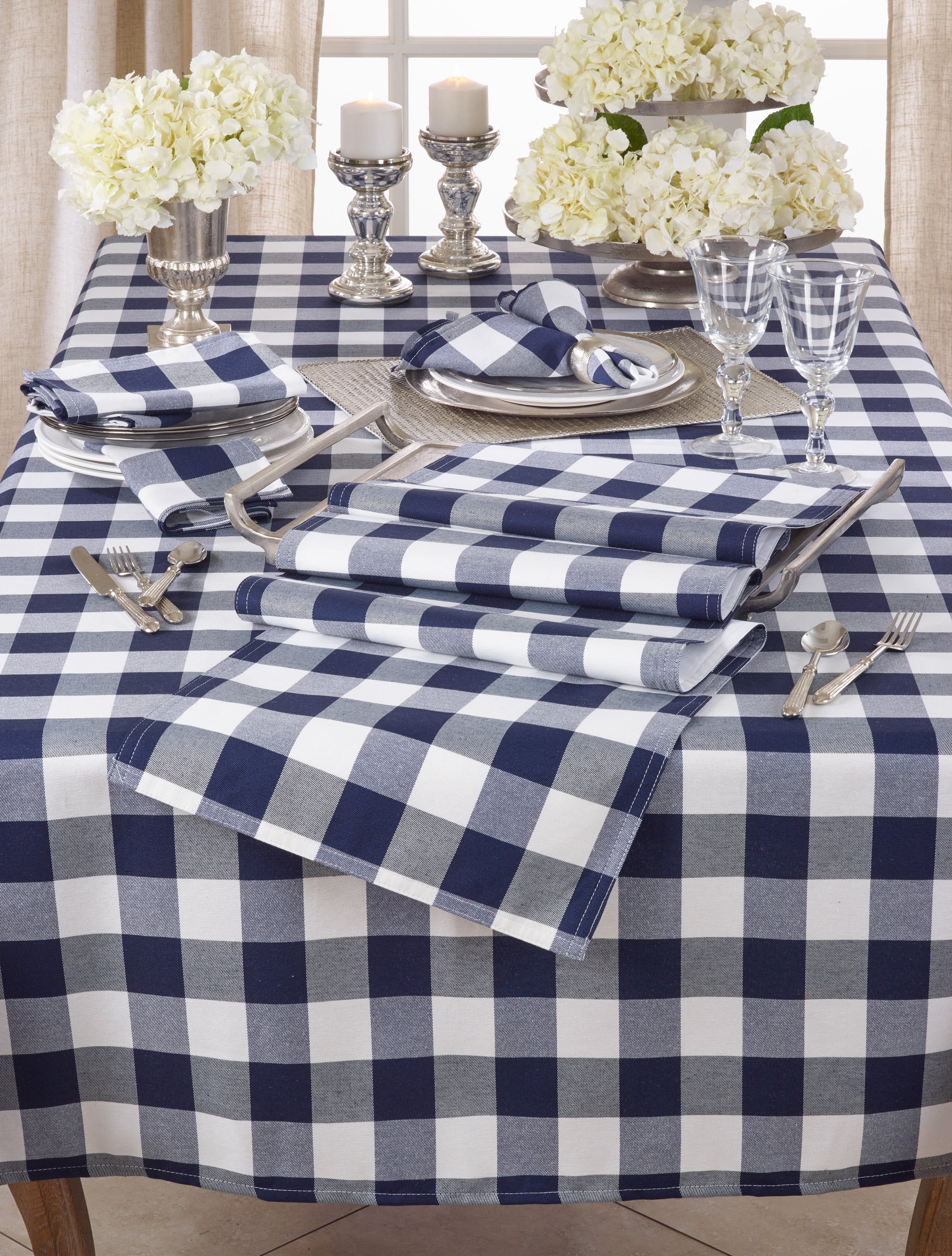 Cotton Blend Buffalo Plaid Tablecloth