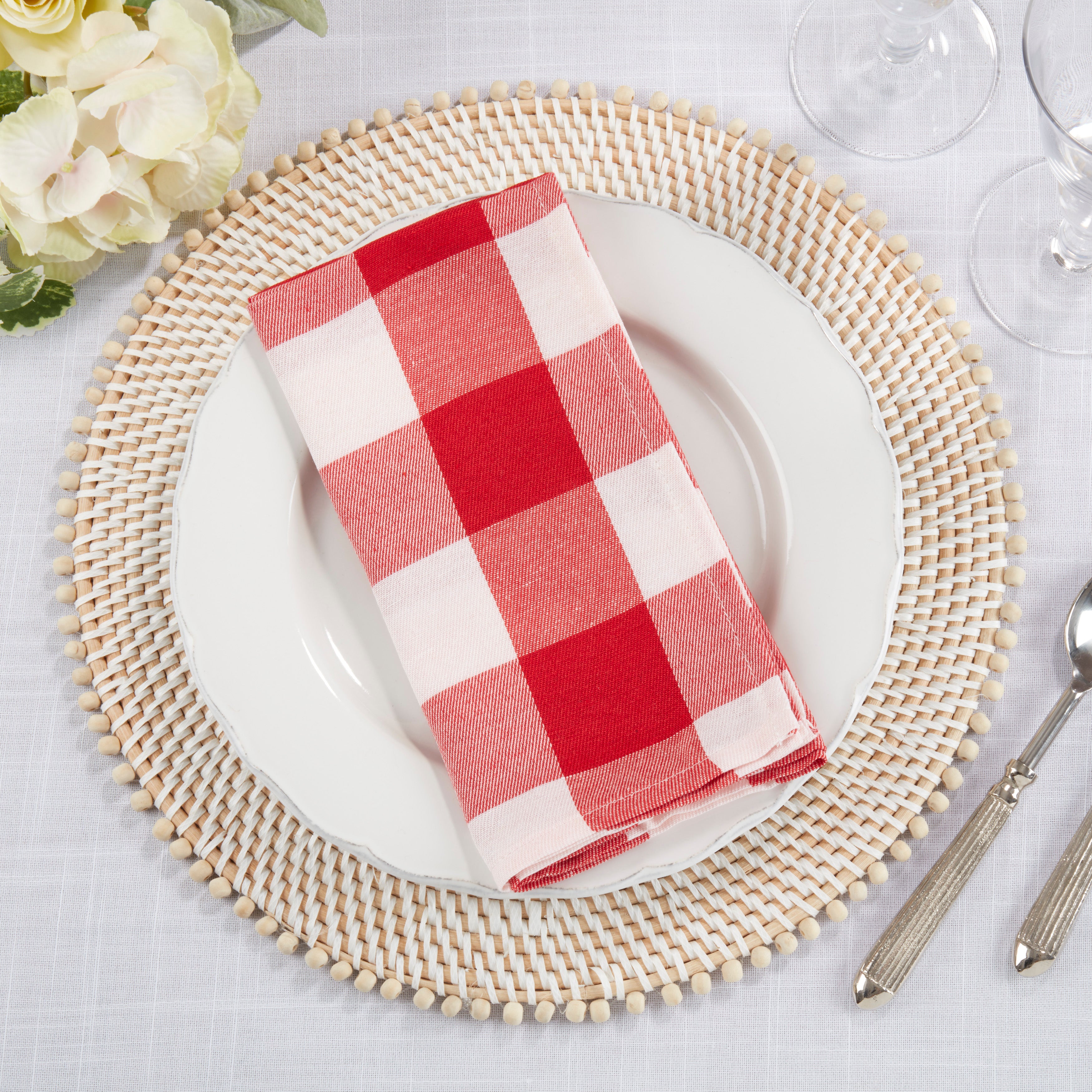 Buffalo Plaid Cotton Blend Table Napkins, Set of 4