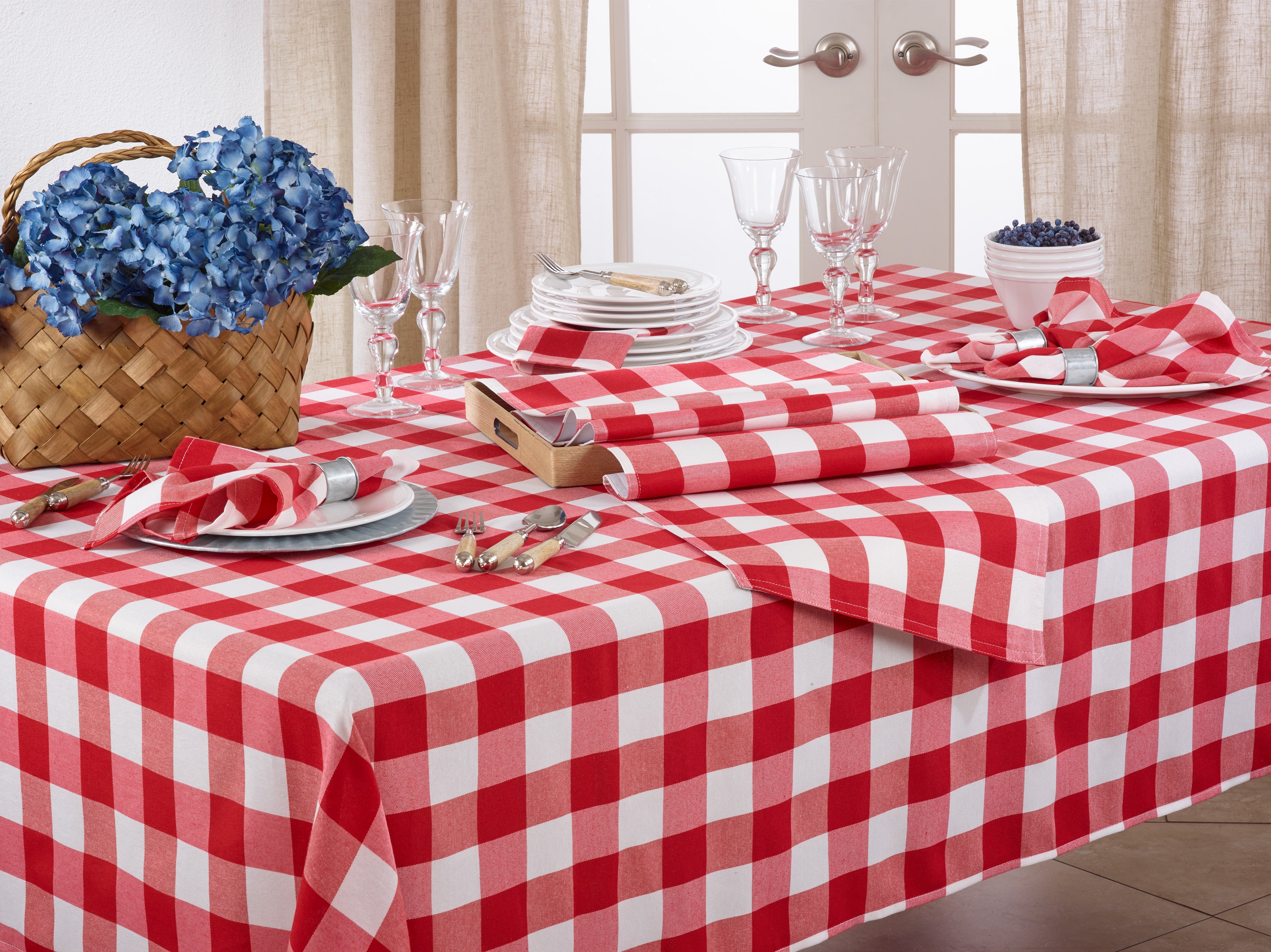 Cotton Blend Buffalo Plaid Tablecloth
