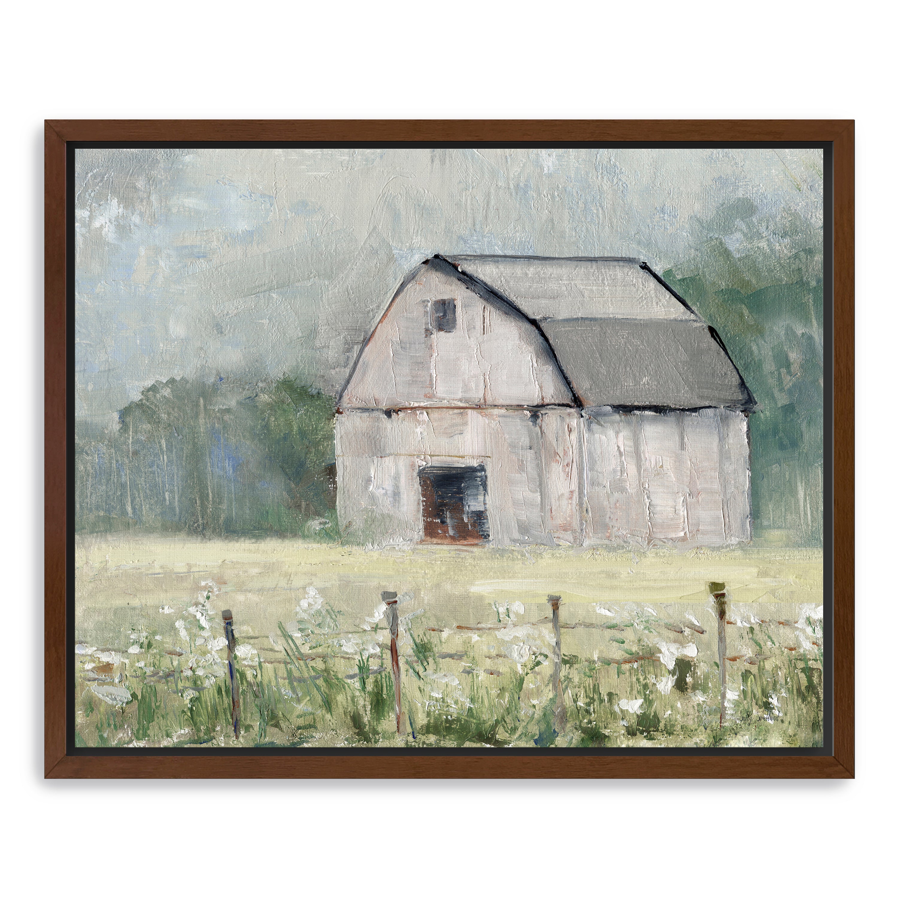 Fence Line and Hay Canvas Giclee