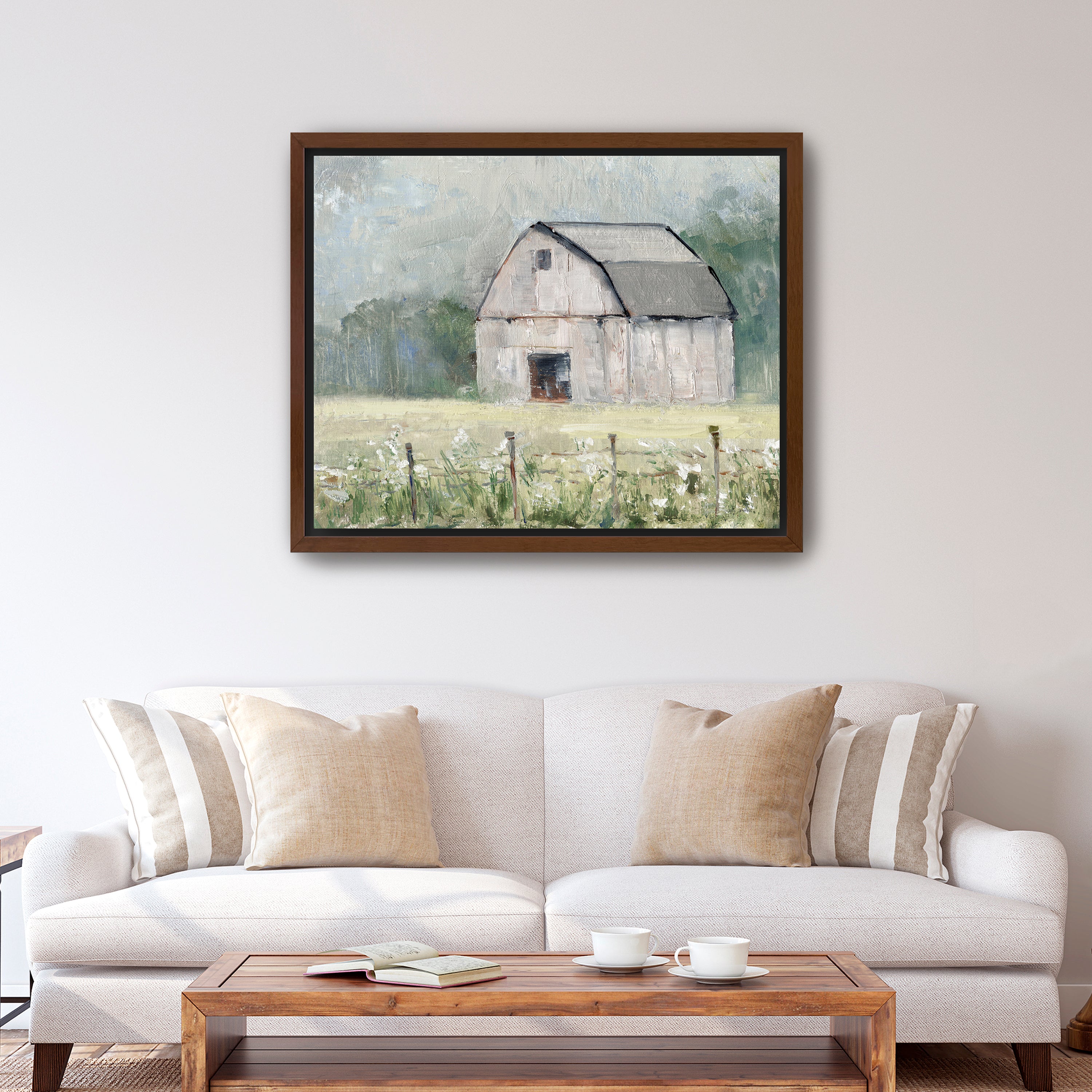 Fence Line and Hay Canvas Giclee