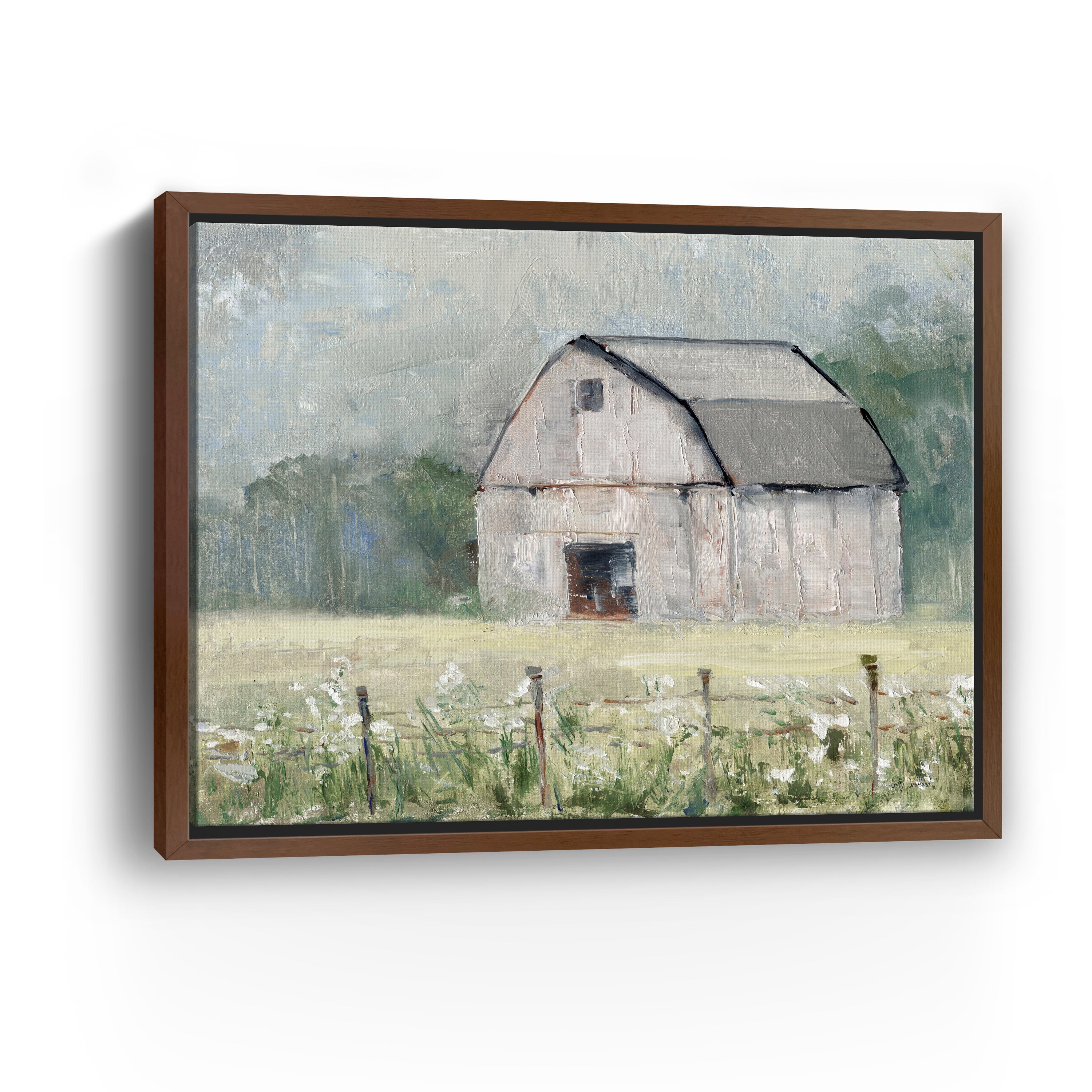 Fence Line and Hay Canvas Giclee