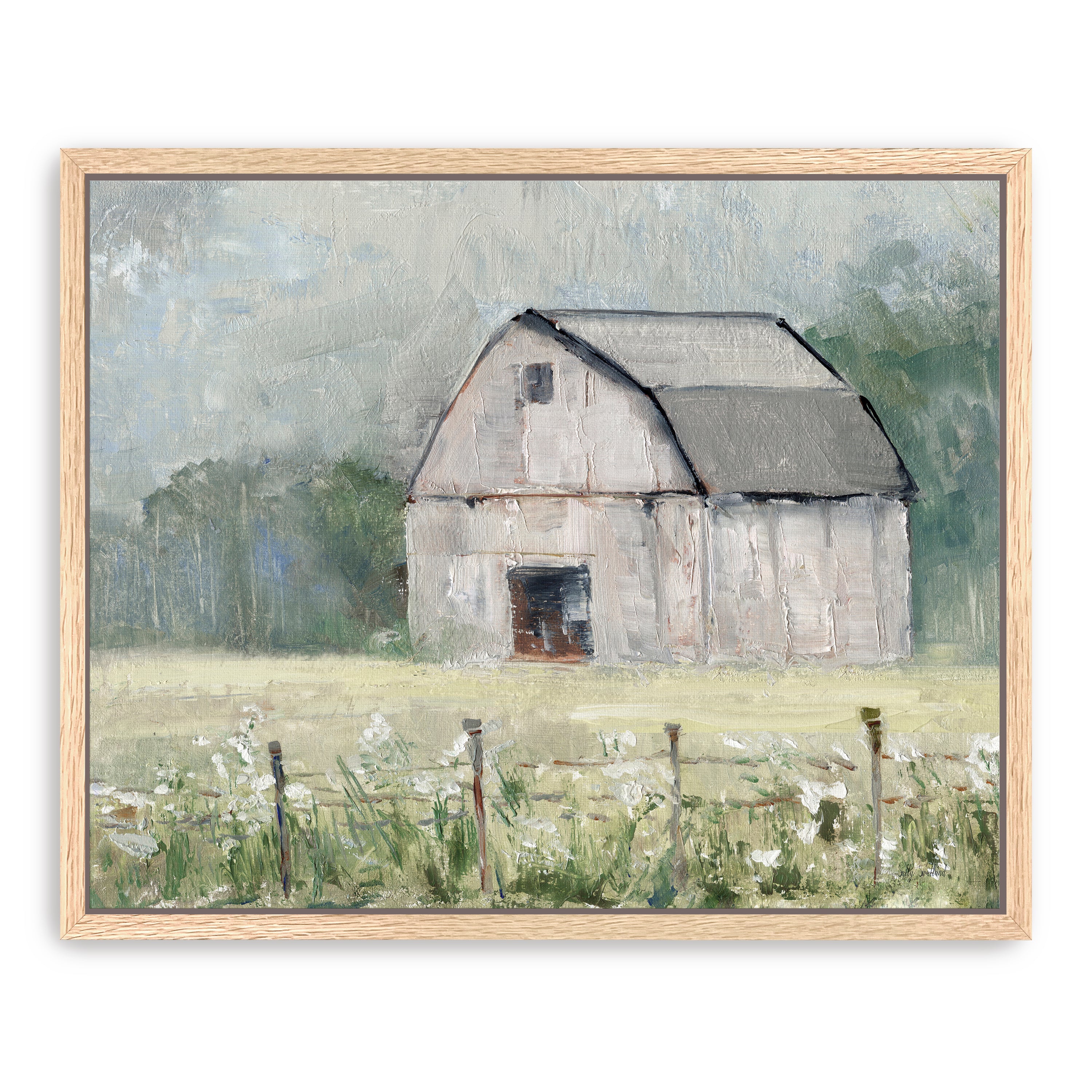 Fence Line and Hay Canvas Giclee