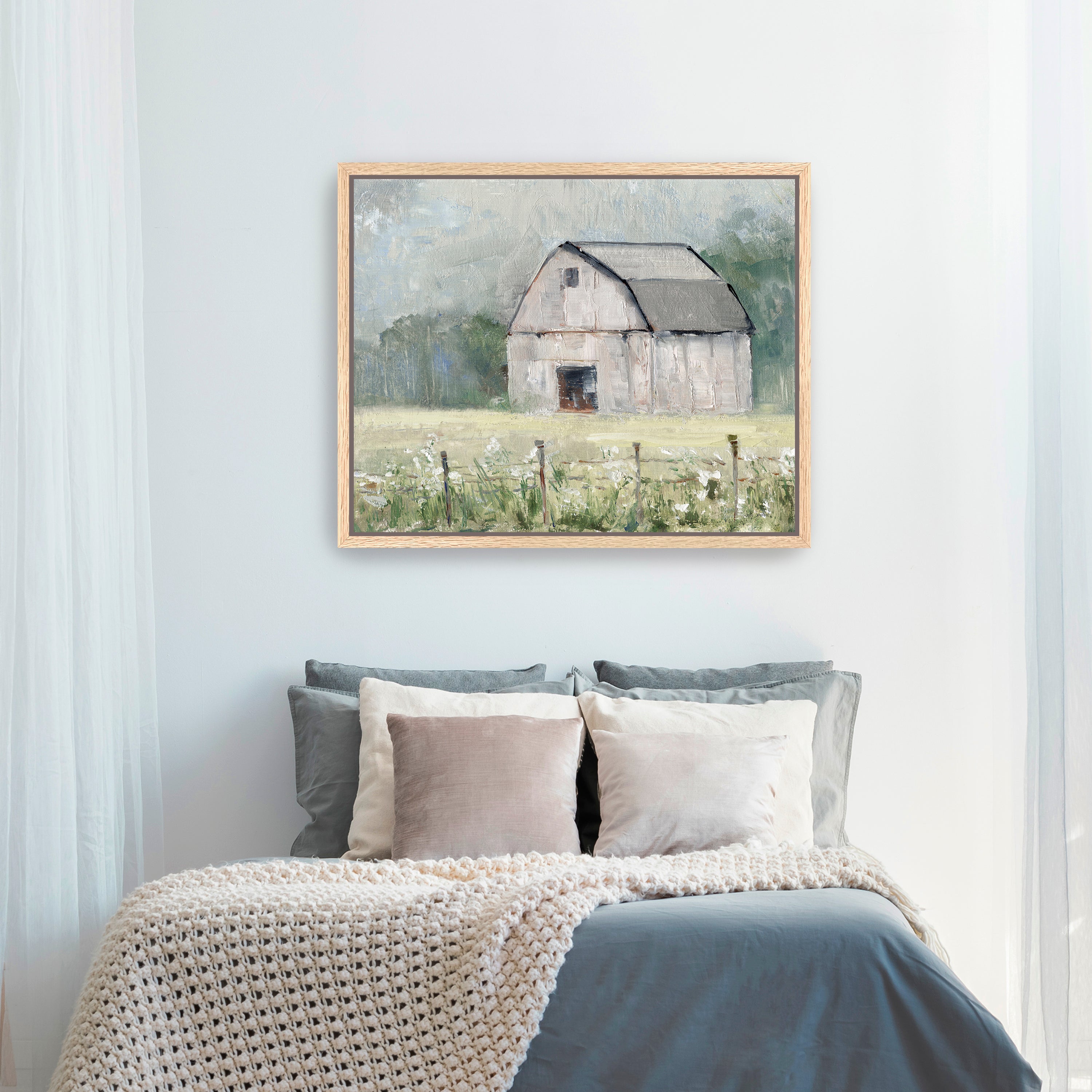 Fence Line and Hay Canvas Giclee