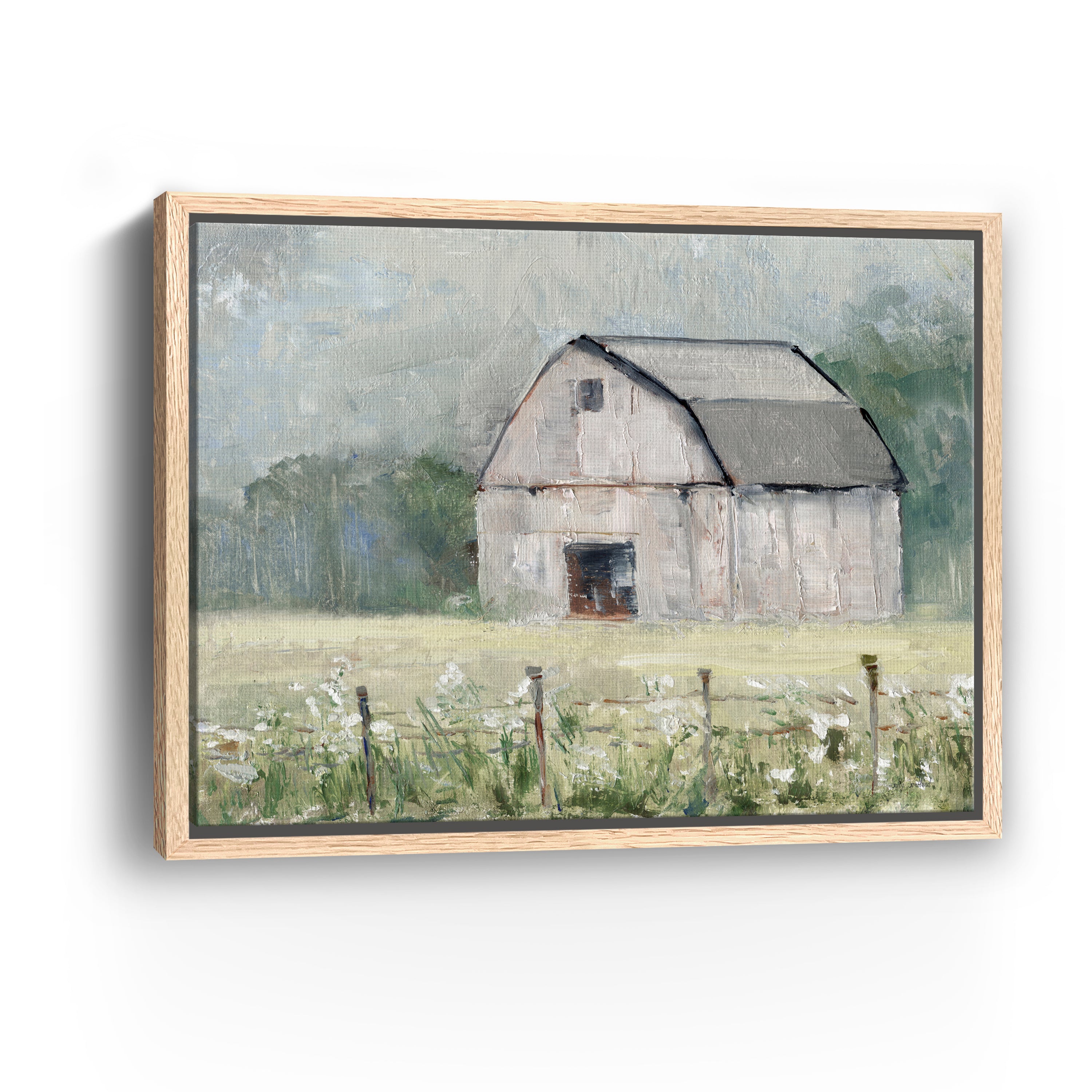 Fence Line and Hay Canvas Giclee