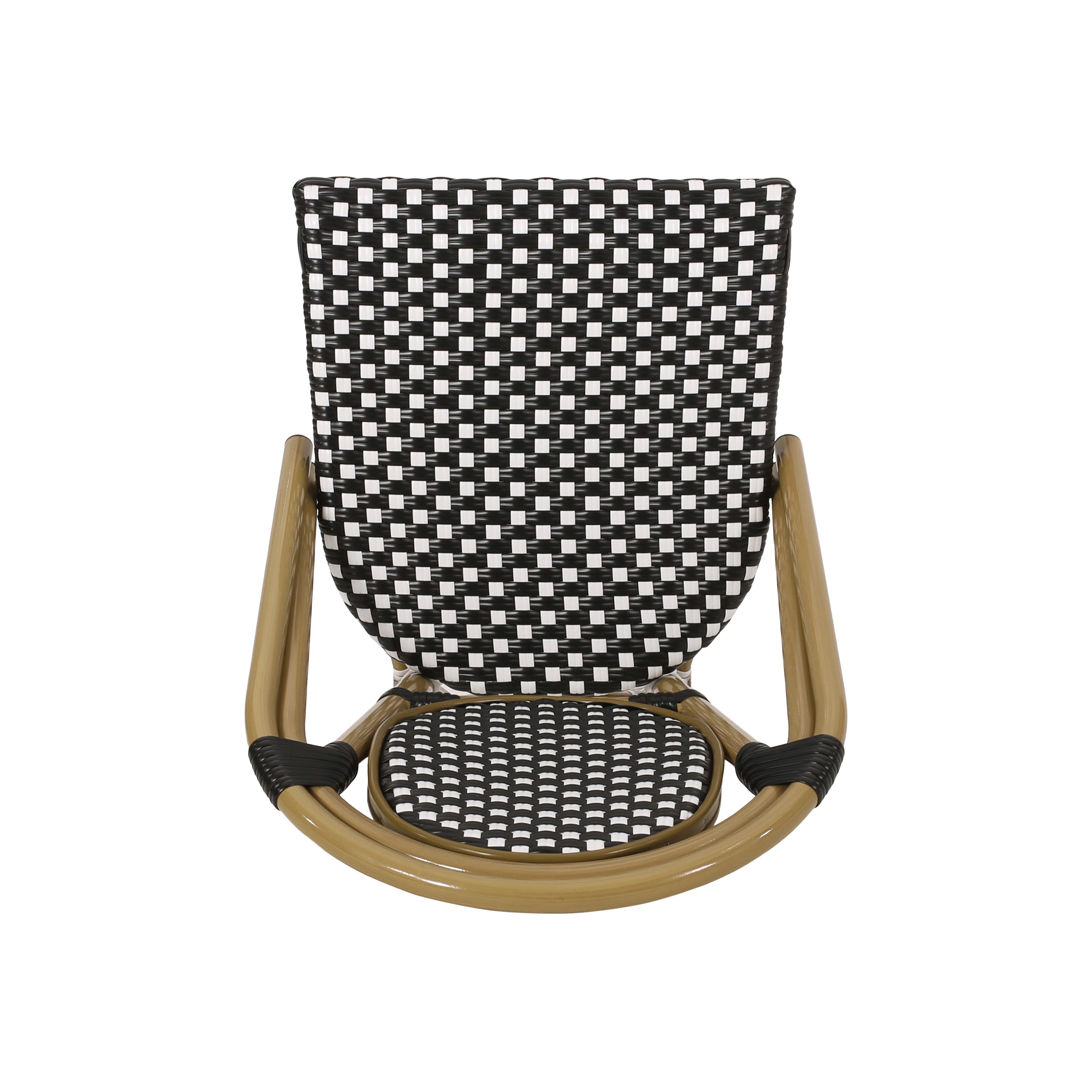 PE Rattan and Aluminum Bistro Chair with Sloped Arms, Set of 2