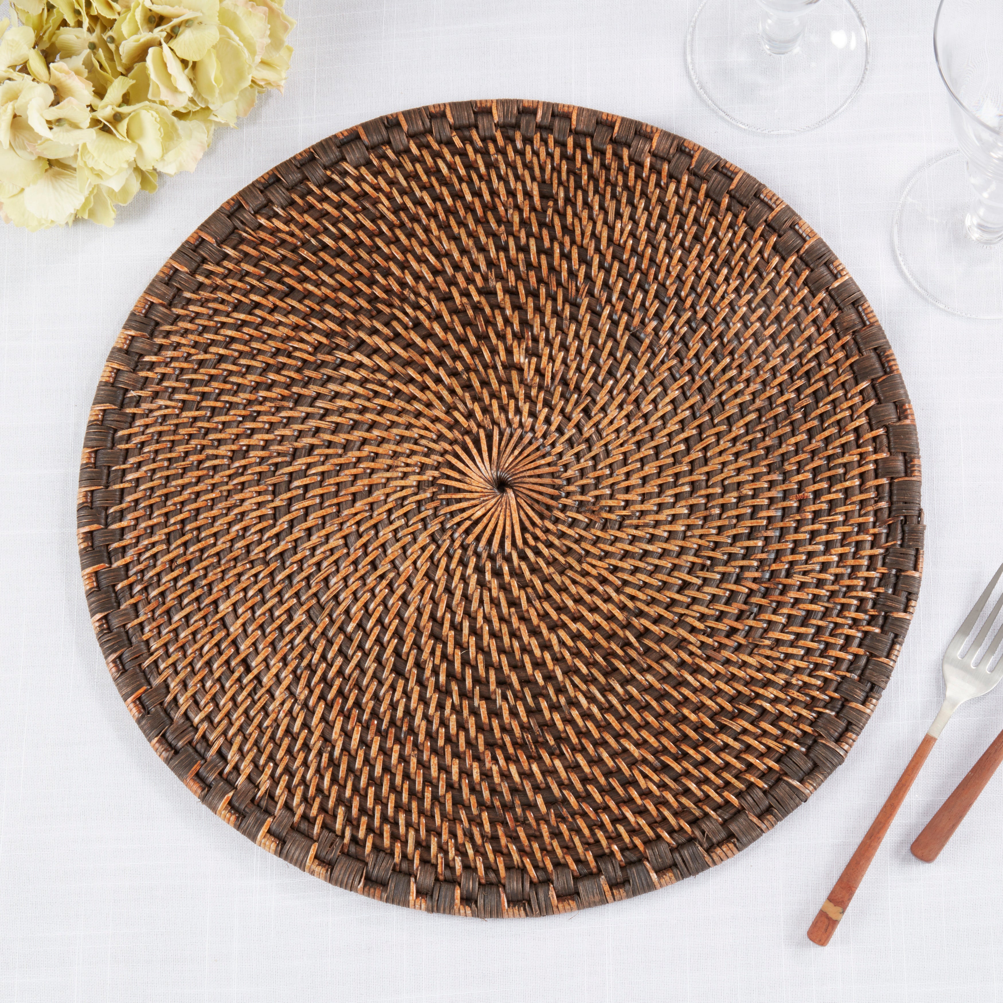 Round Woven Rattan Placemat, Set of 4