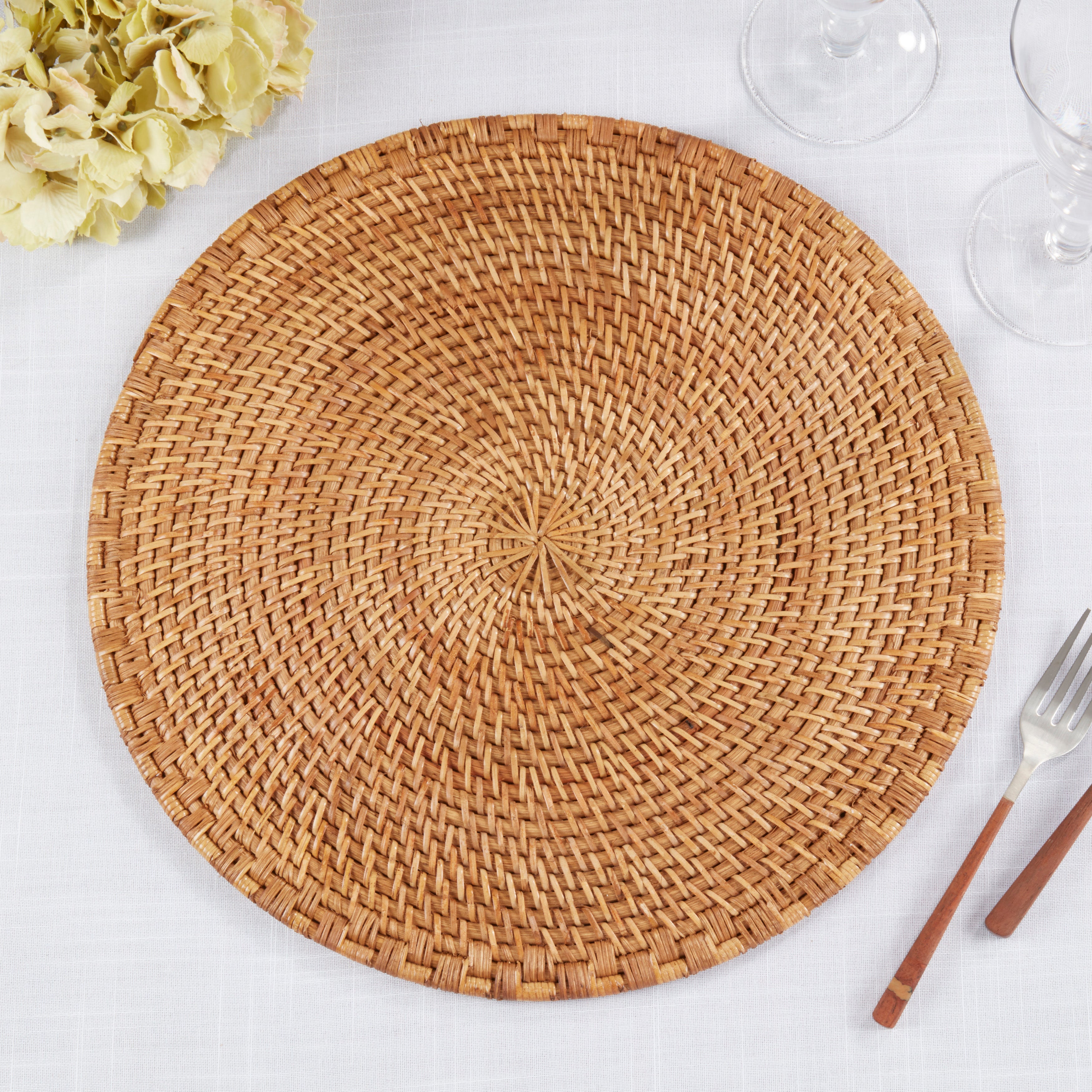Round Woven Rattan Placemat, Set of 4
