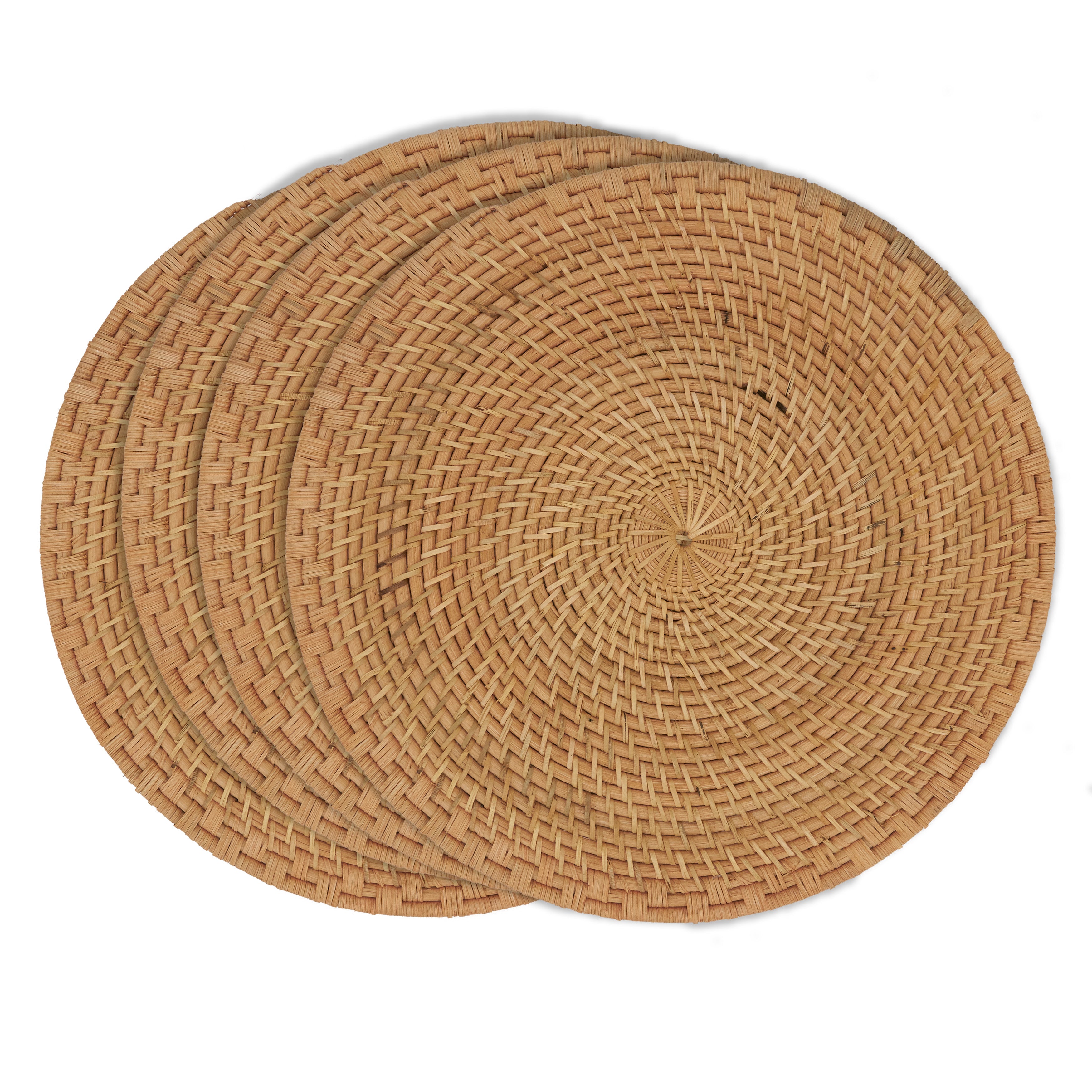 Round Woven Rattan Placemat, Set of 4