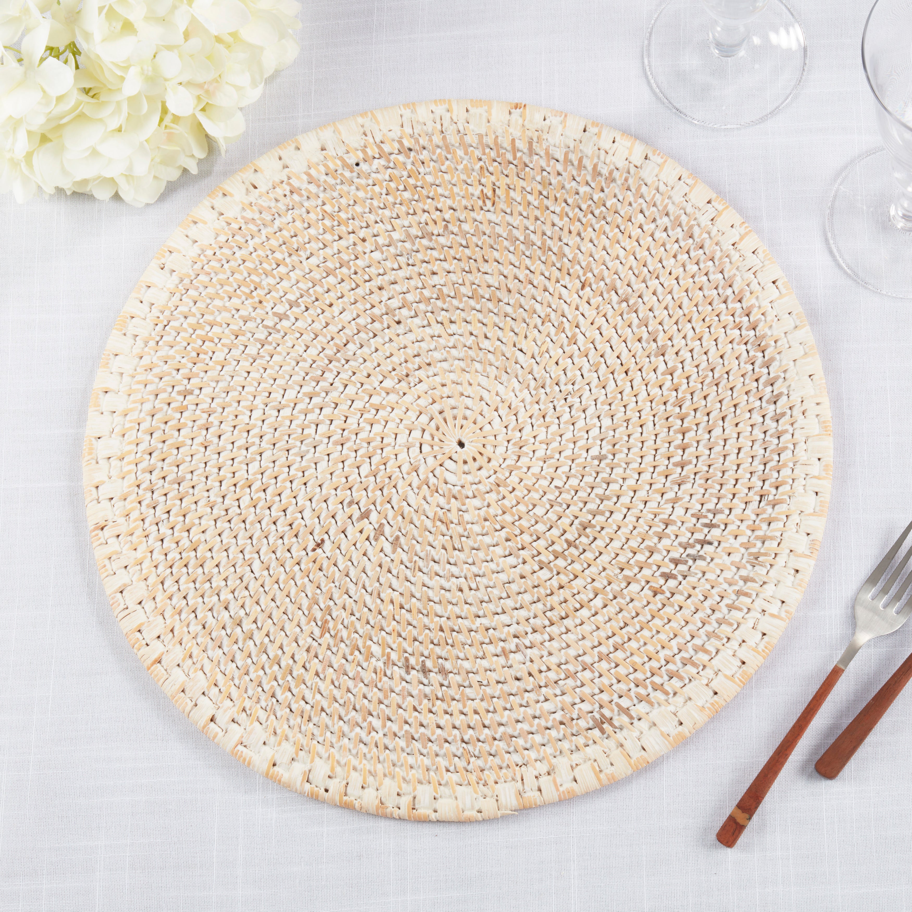 Round Woven Rattan Placemat, Set of 4