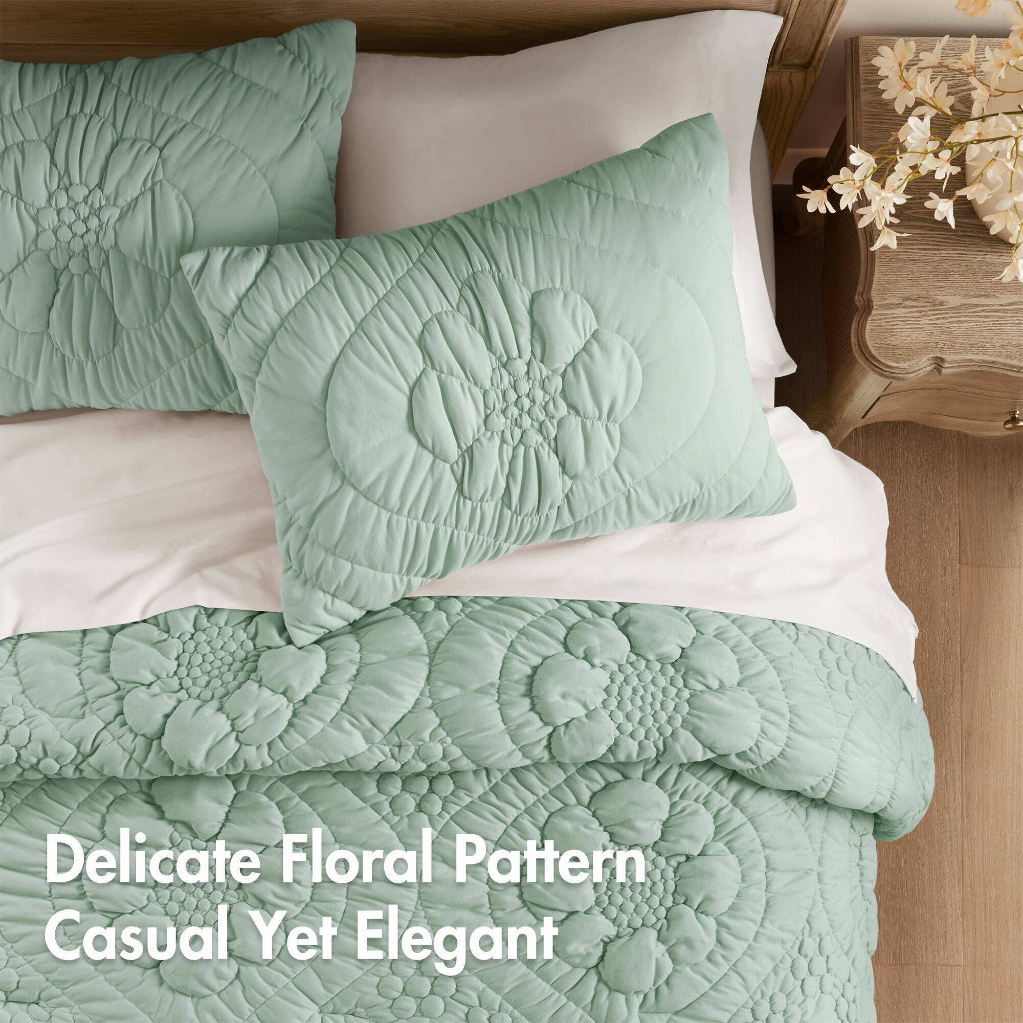 3-Piece Romantic Floral Comforter Set