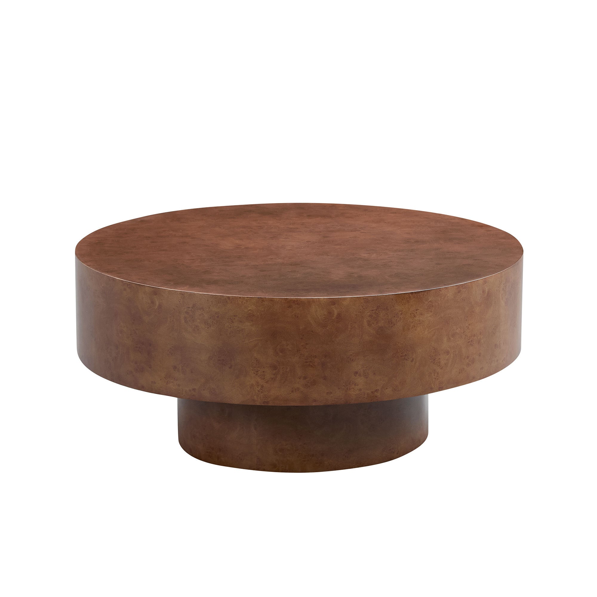 Faux Burl Wood Pattern Pedestal Coffee Table