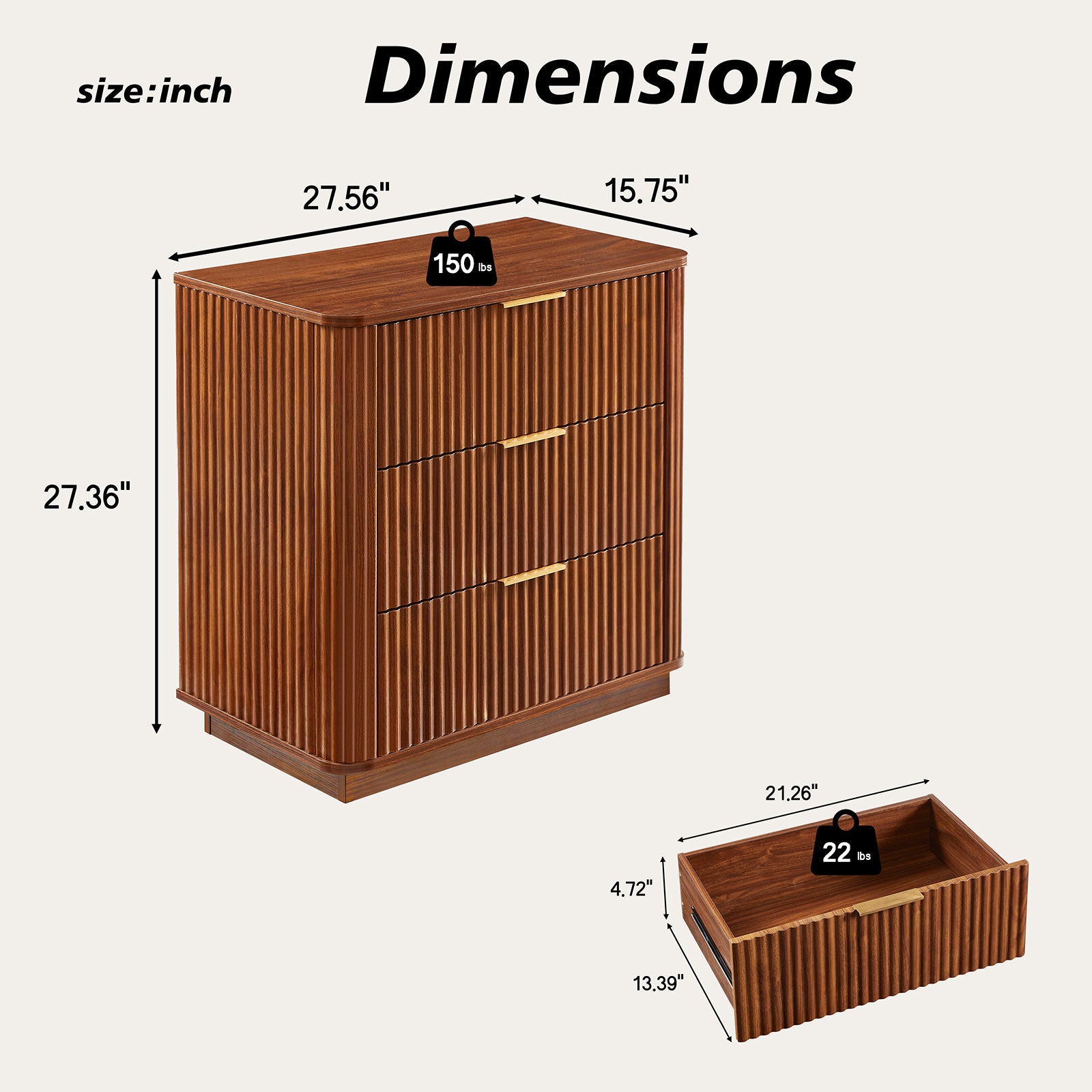 Wide Modern Chest of Drawers, Set of 2