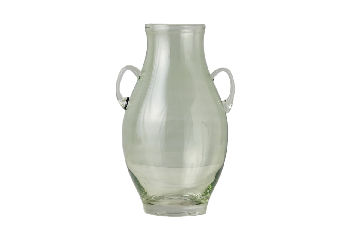 Glass Amphora Flower Vase, Sage Green