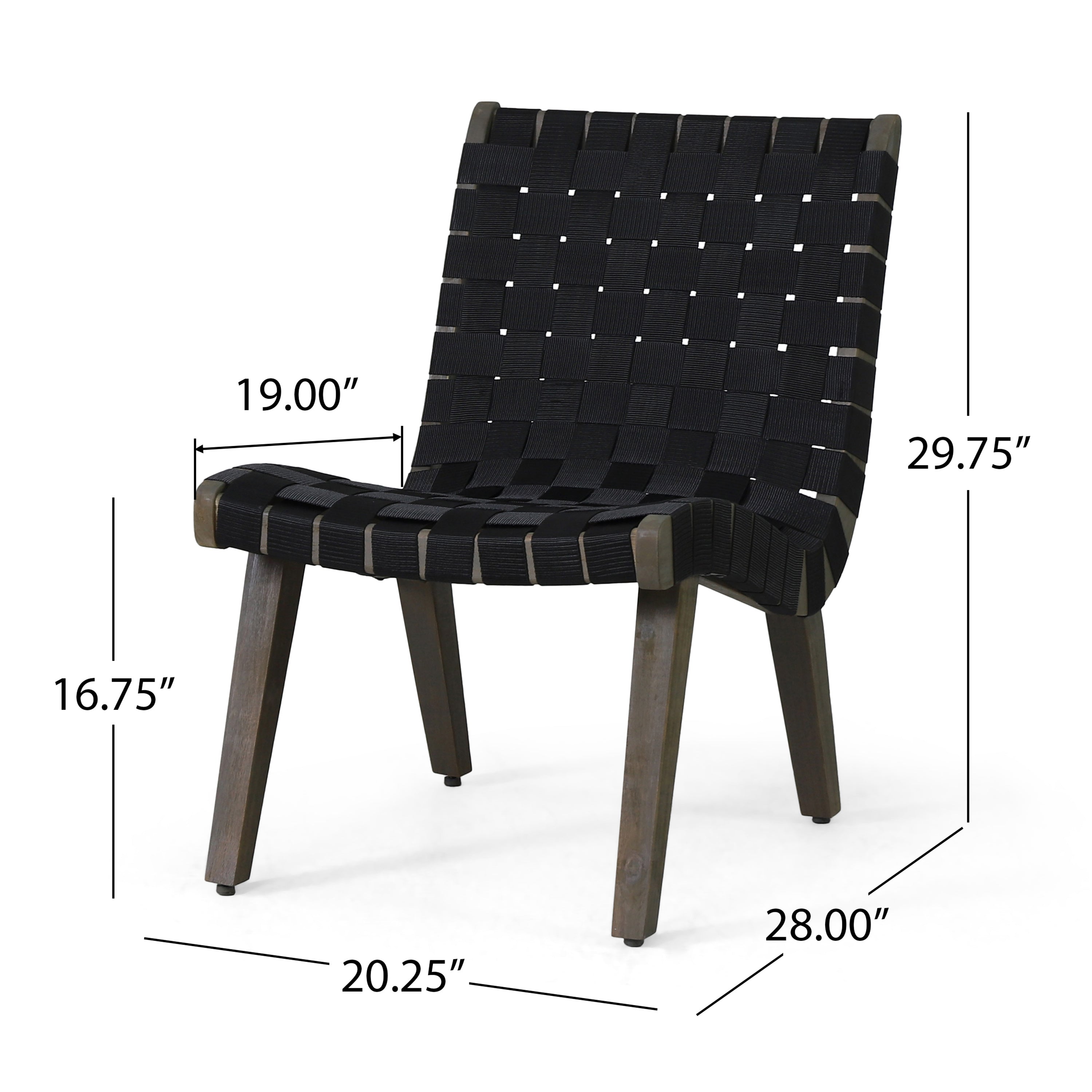 Delights Outdoor Lounge Chair with Rope Weave Design and Wood Frame, Set of 2