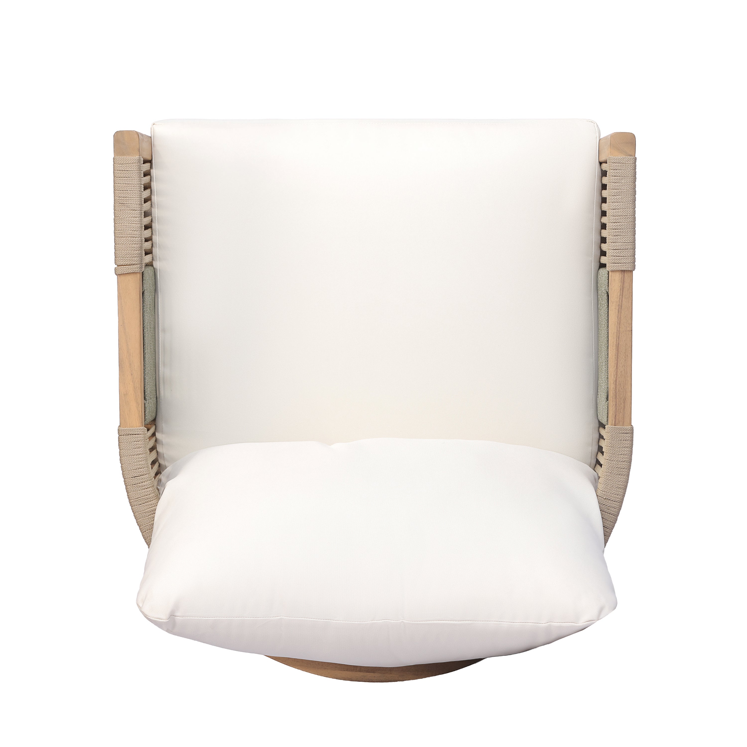 Outdoor Acacia Wood Club Chairs,Teak look+Beige cushion+(Beige+Light Green)rope