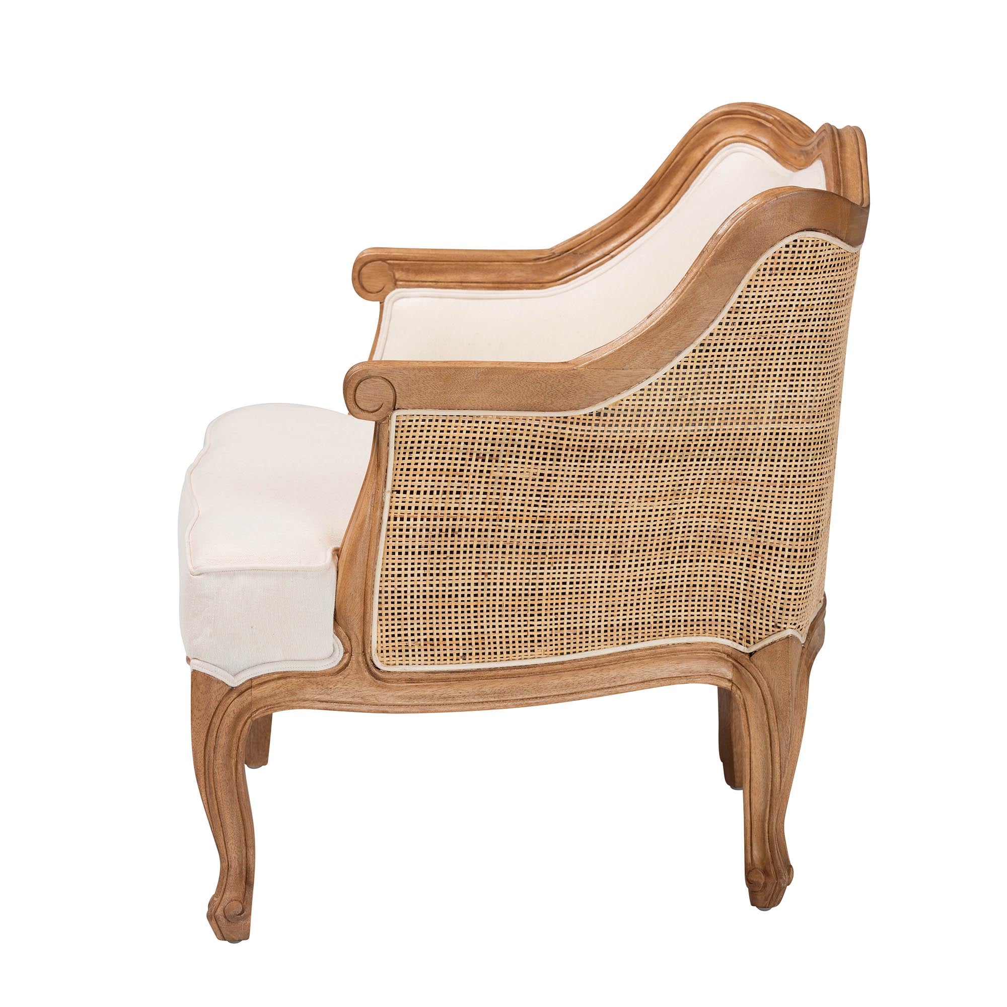 Traditional French Honey Oak Finished Low Seat Accent Chair