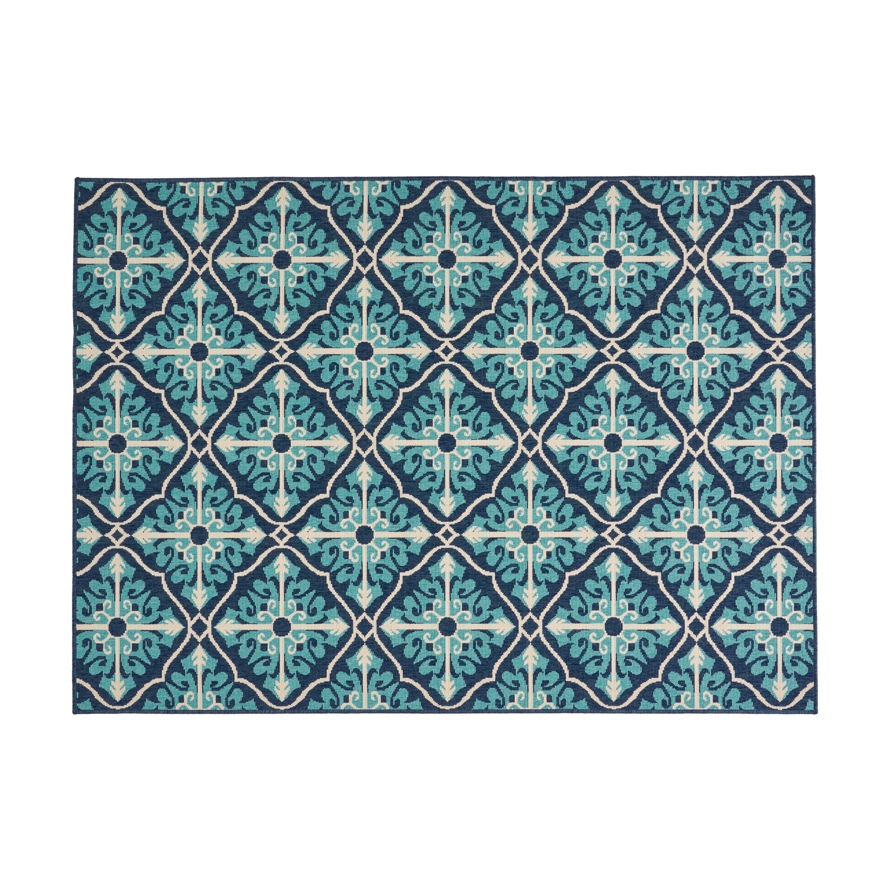Realized Outdoor Rug with Rectangle Shape and Trellis Pattern