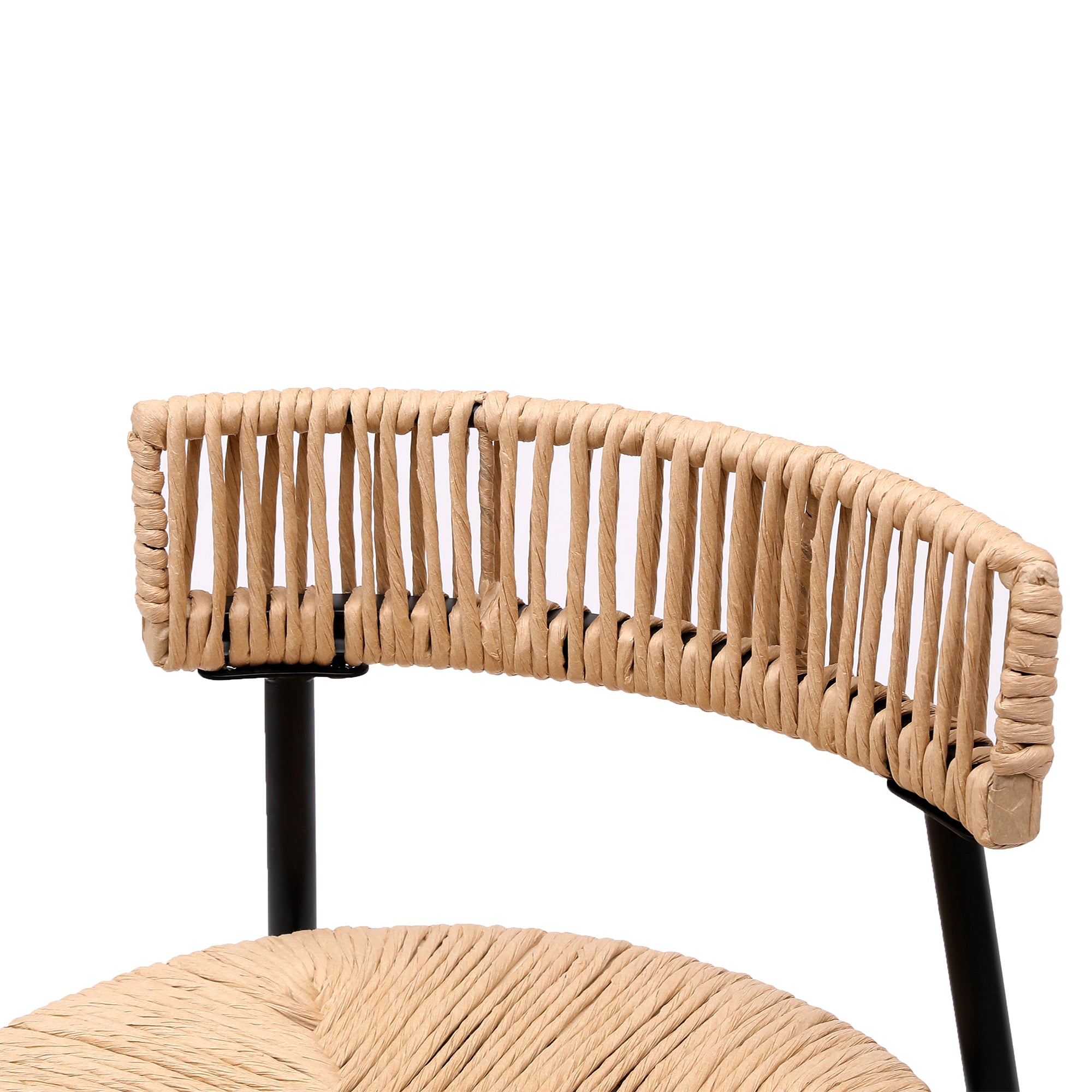 Boho Handwoven Paper Rope Counter Stools, Set of 2