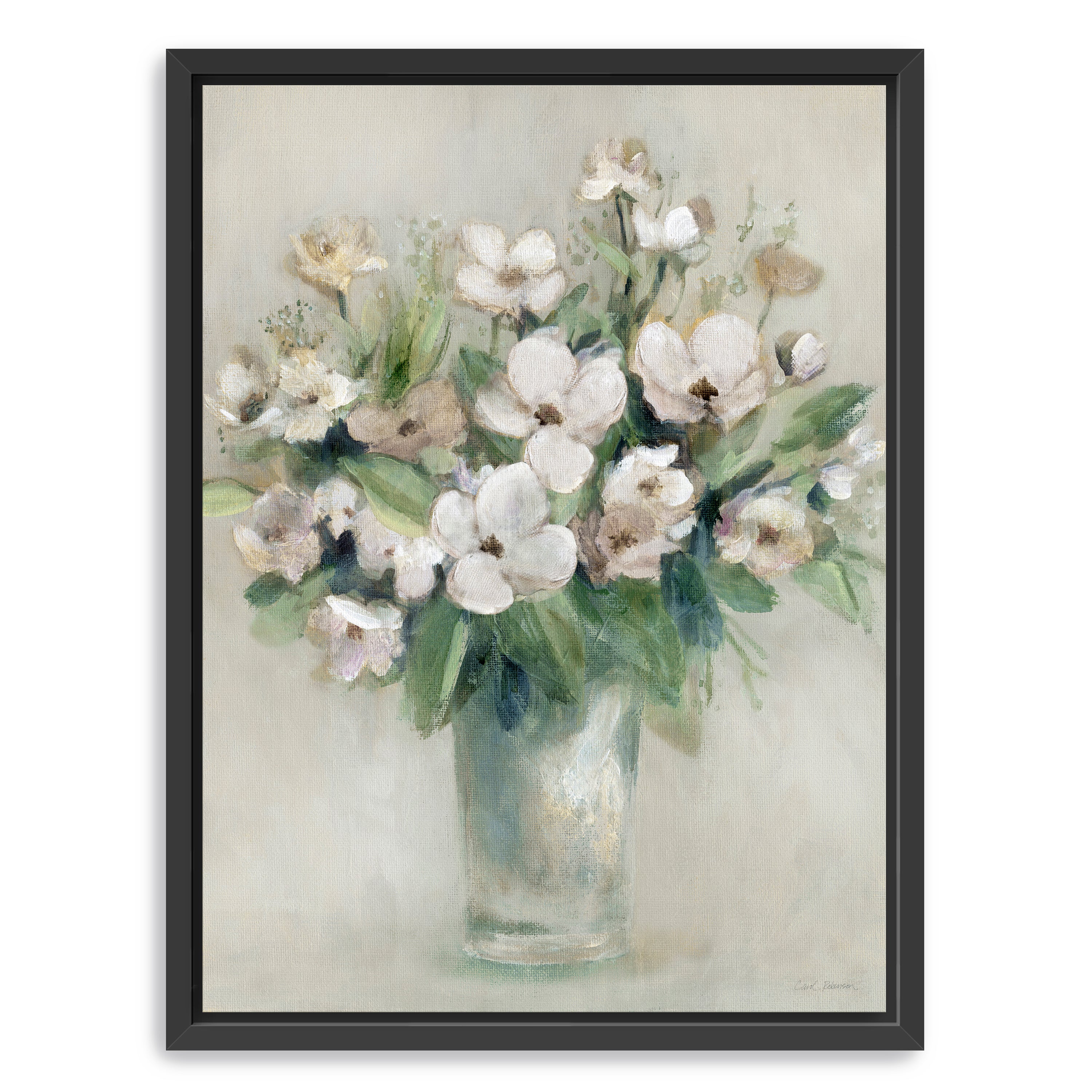Softly Blooming White I Canvas Giclee