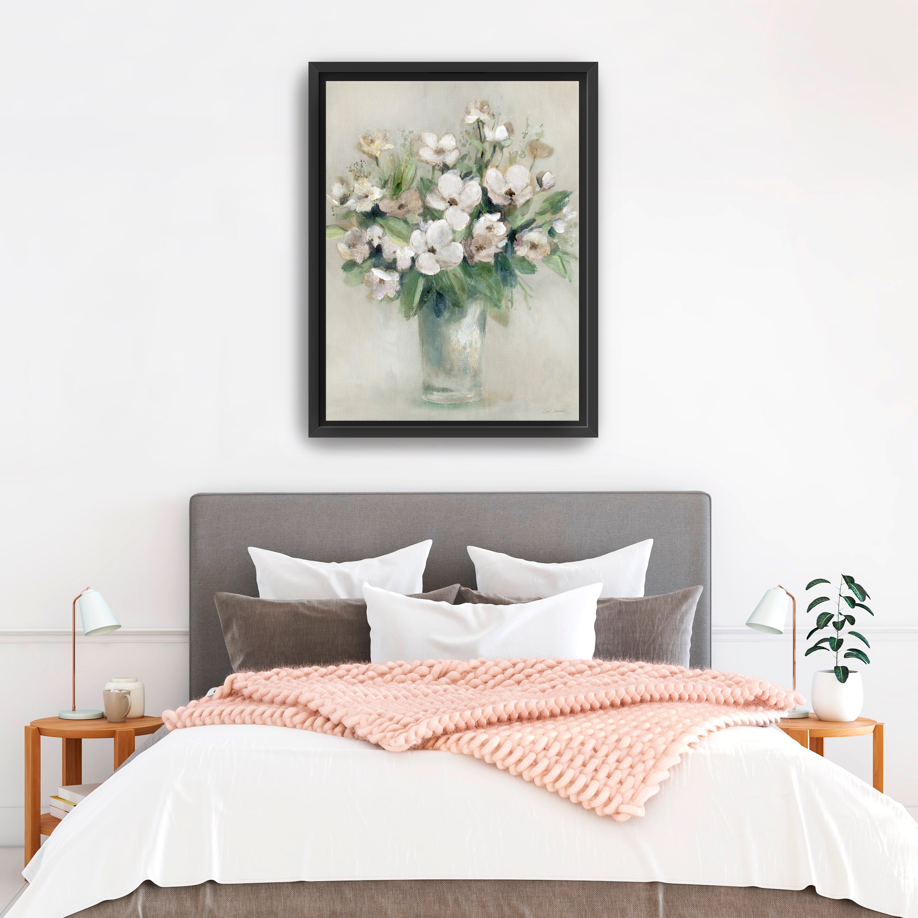 Softly Blooming White I Canvas Giclee