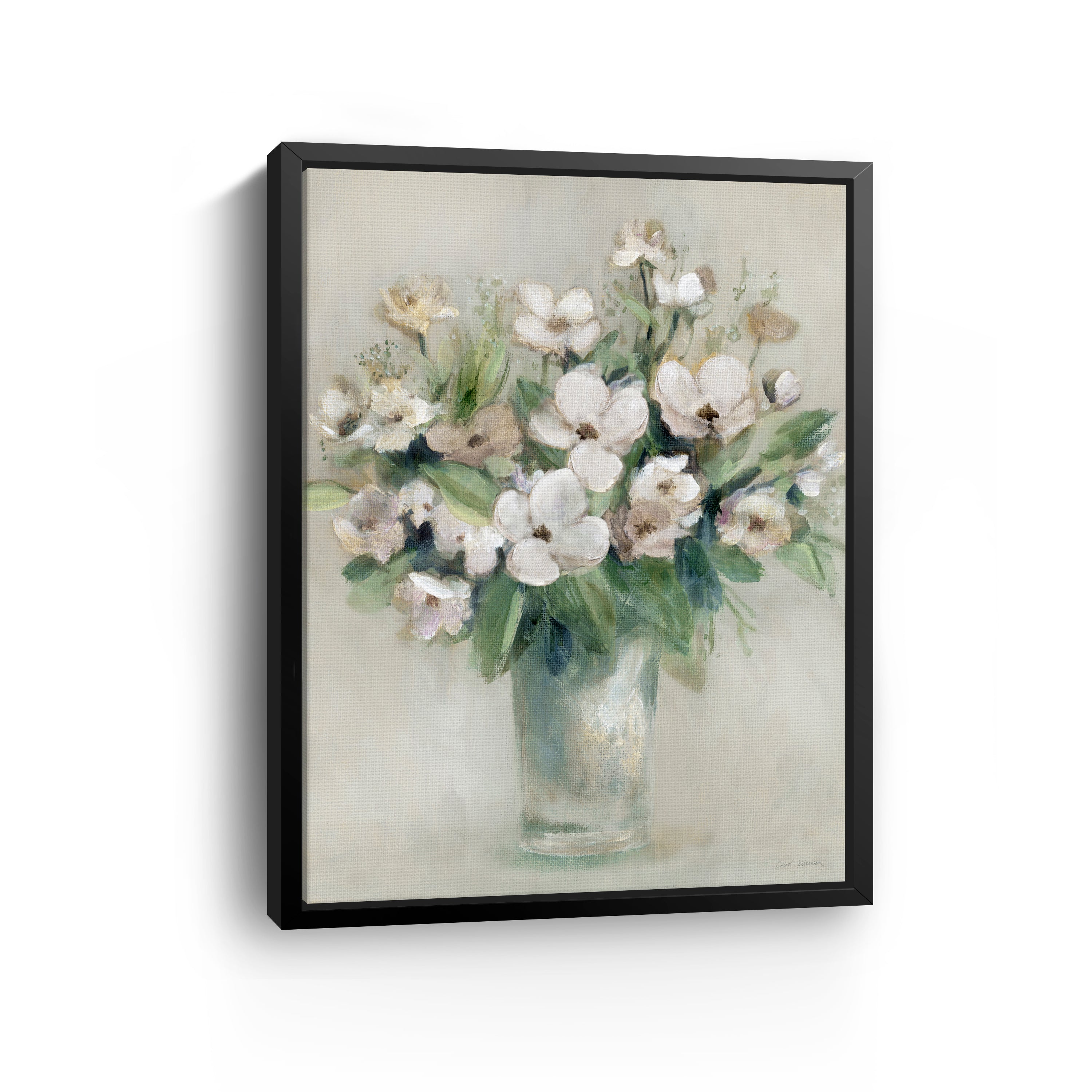 Softly Blooming White I Canvas Giclee