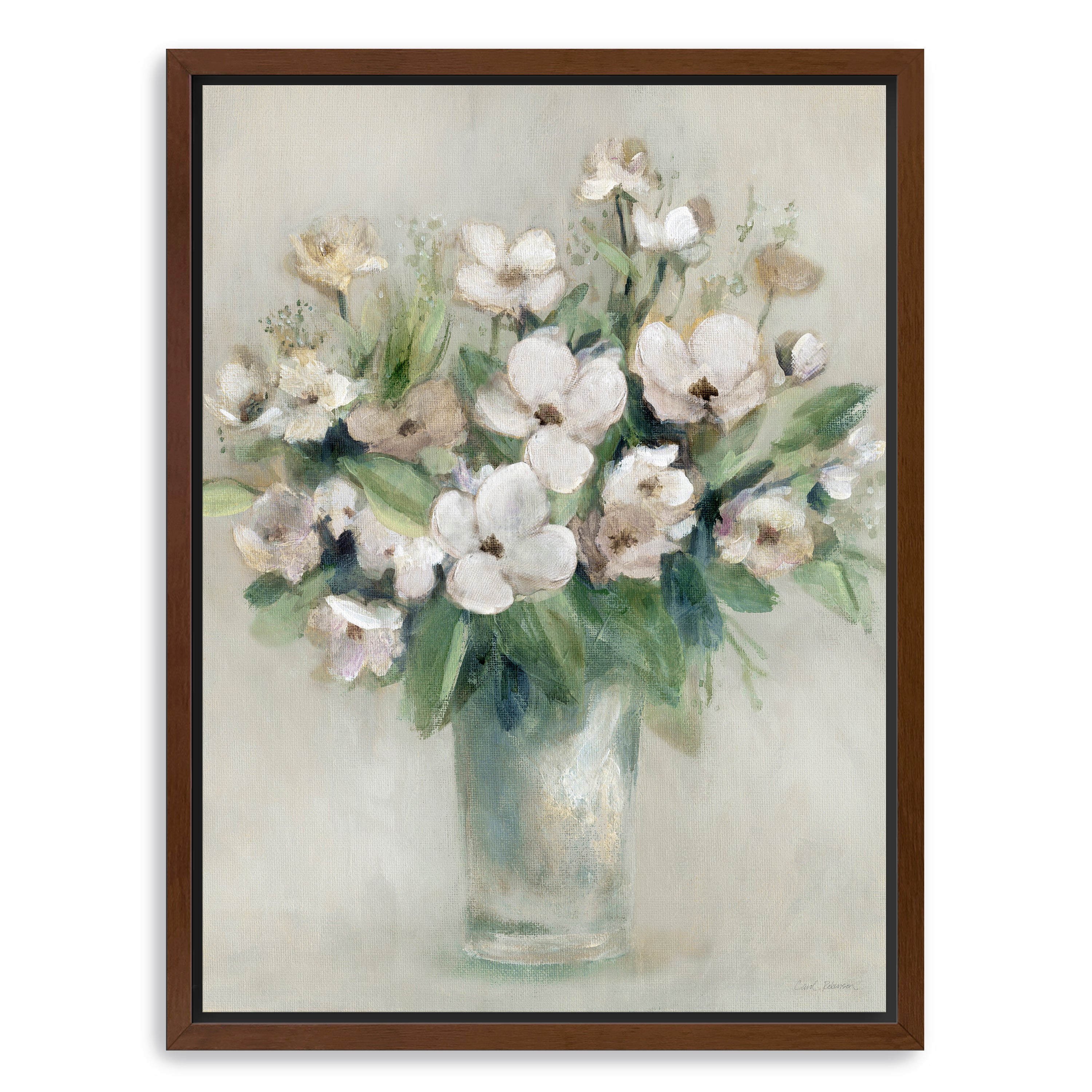 Softly Blooming White I Canvas Giclee