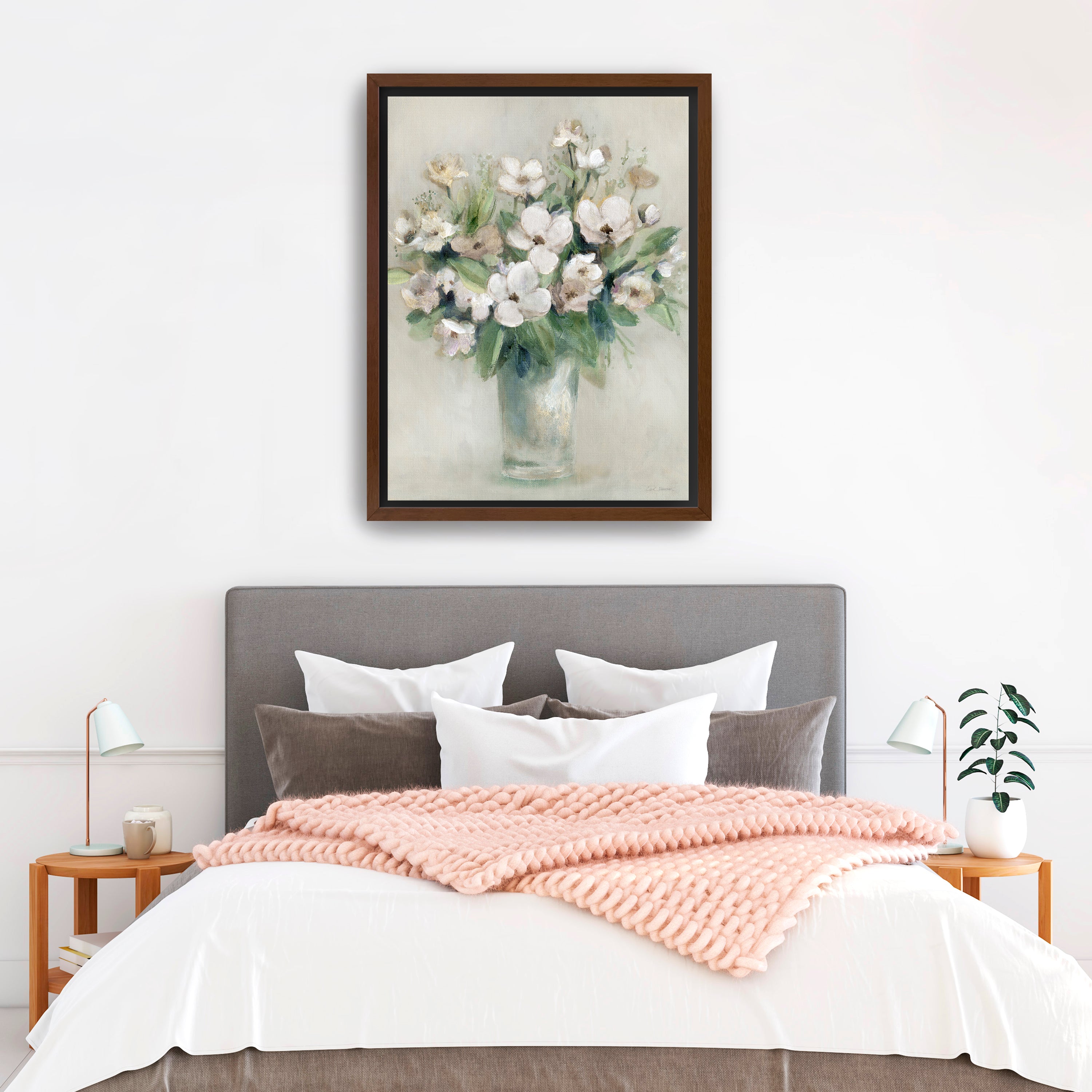 Softly Blooming White I Canvas Giclee