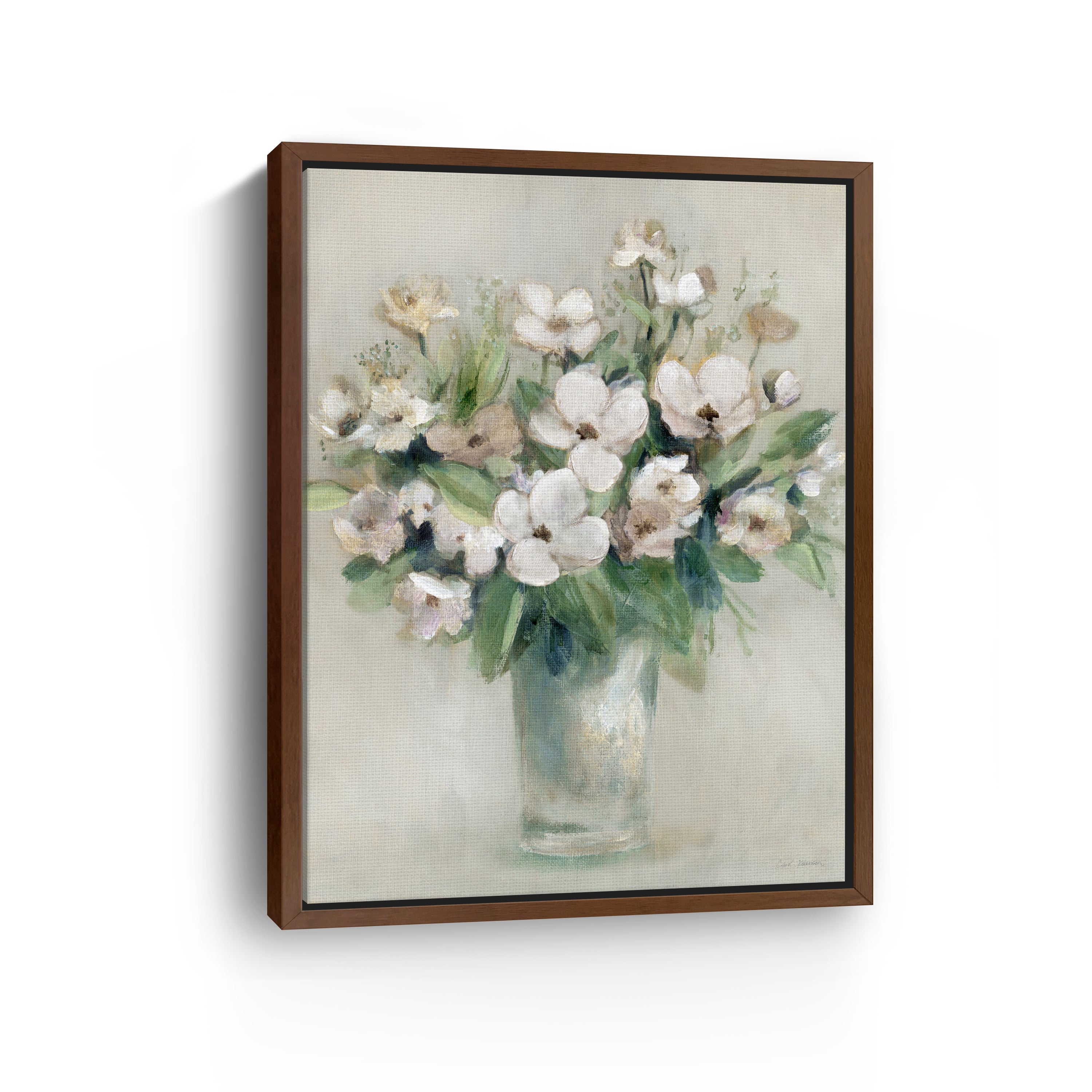 Softly Blooming White I Canvas Giclee